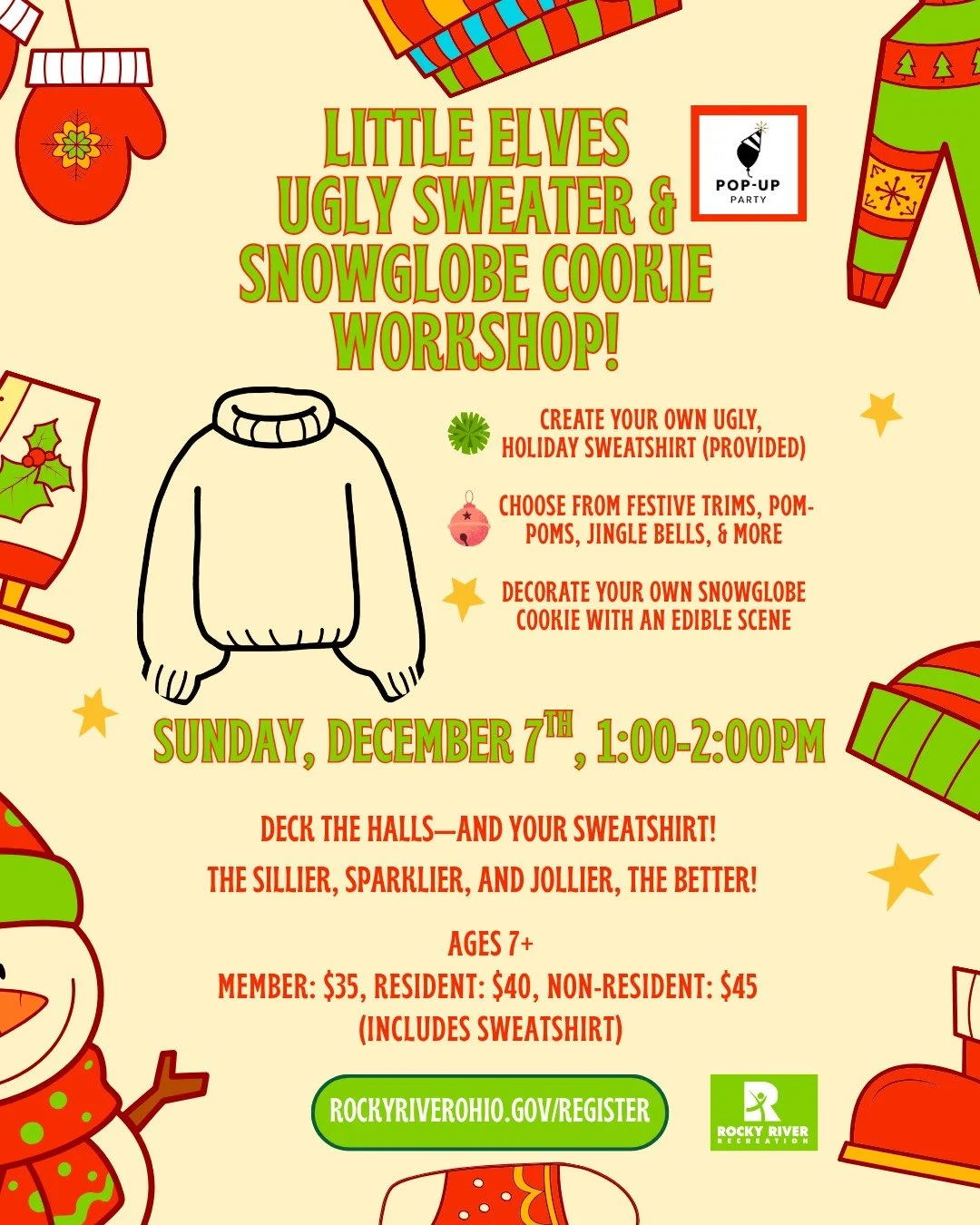 Little Elves Ugly Sweater &amp; Snow Globe Cookie Workshop