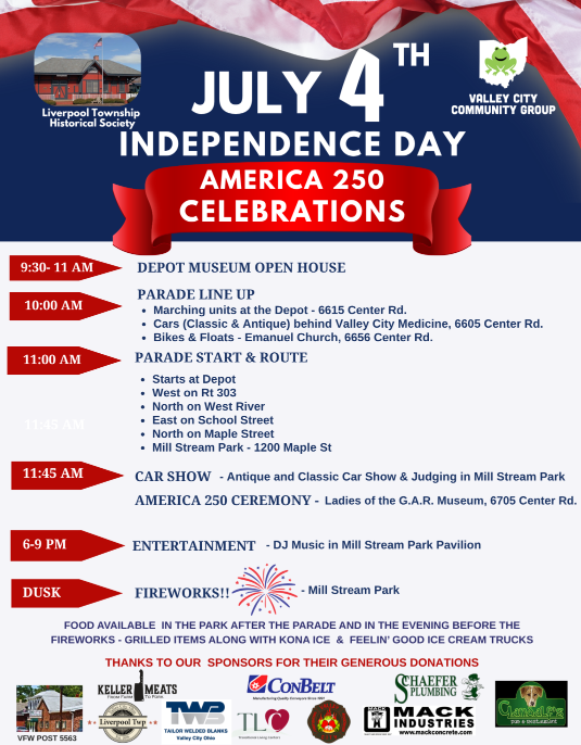 Valley City America 250 Celebrations