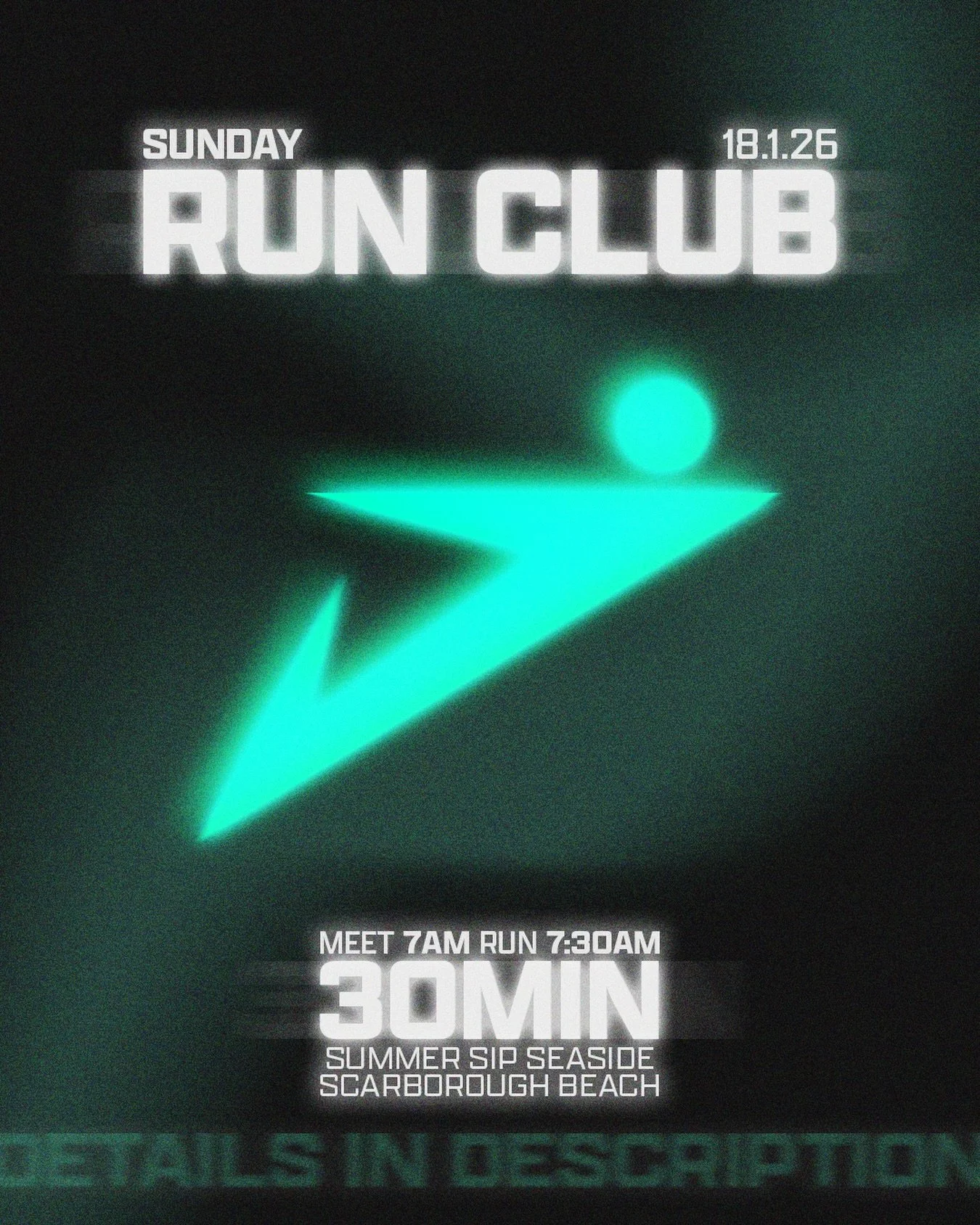 2026 RUN CLUB IS BACK.
This Sunday join us at the Scarb spot down in the bbq area on the grass next to @summer.sip.seaside 
7am for meet &amp; stretch then taking off down the coast by 7:30am sharp for a 15 minute movement out and 15 back to enjoy so