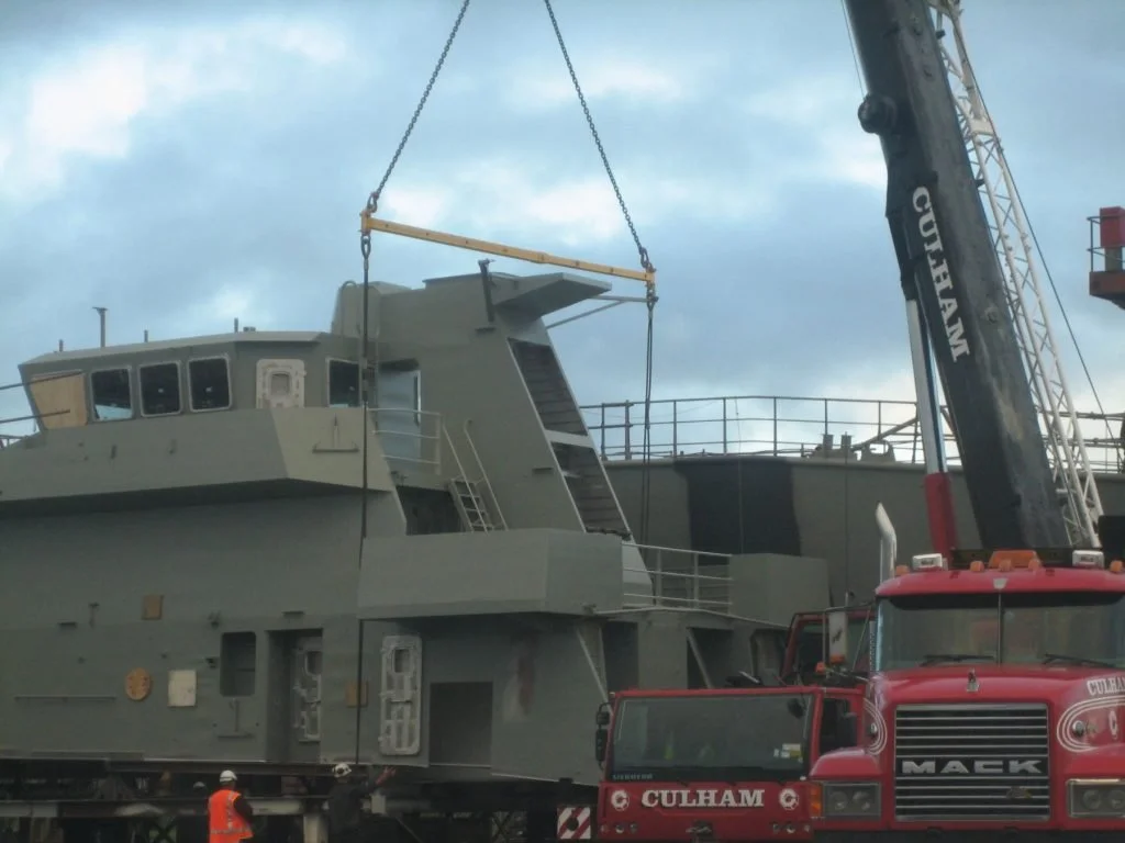 ANZAC frigate modules being handled by Culham Engineering