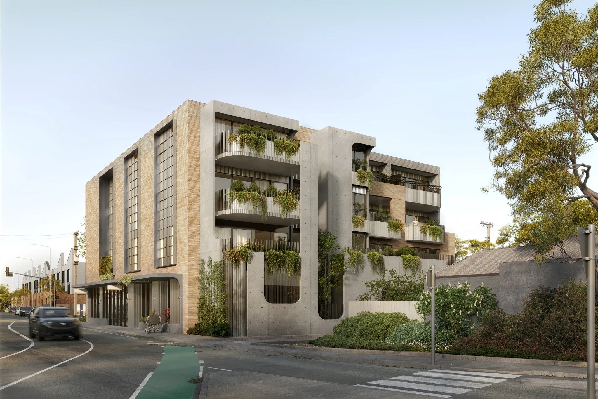 BUCKLEY

This Footscray project combines Specialist Disability Accommodation with ground-level retail, located close to the local train station and informed by the suburb&rsquo;s industrial grain and established urban character.

&bull; 14 High Physi
