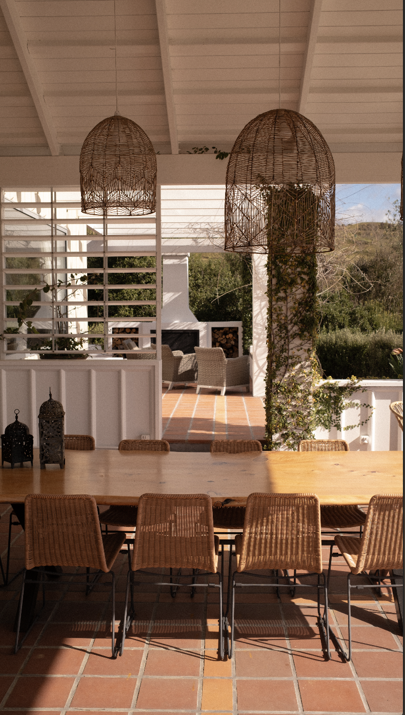 Covered outdoor dining area