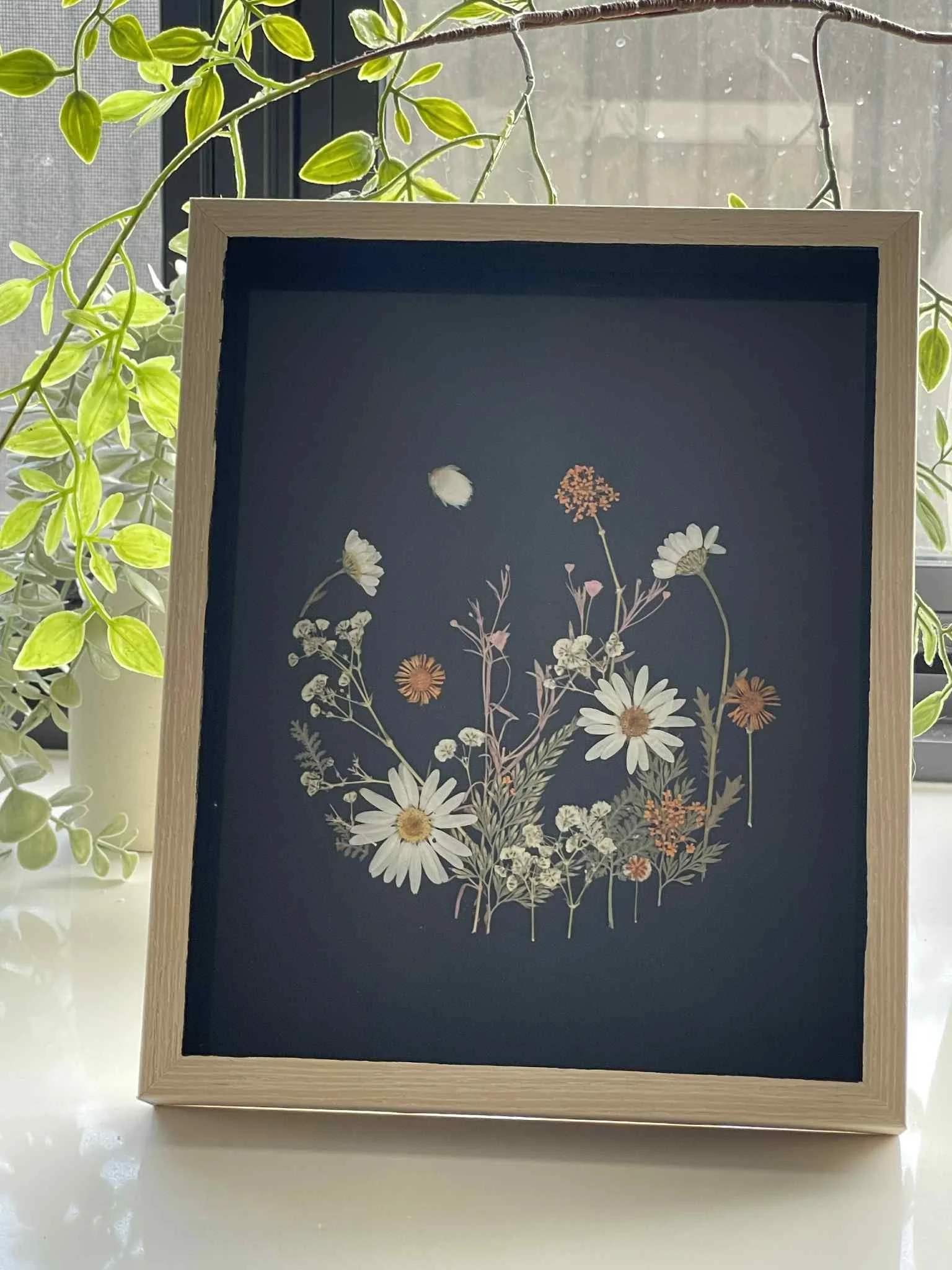 A5 frame with delicate pressed florals art piece flowers florals local handmade mandurah