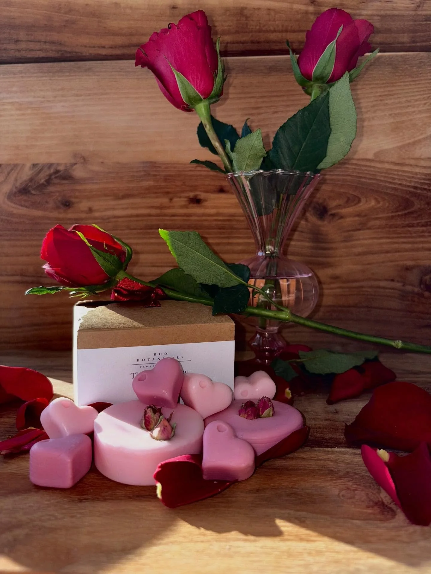 A sneak peak at this year&rsquo;s Valentines collection!
We have created two ranges, both so good you&rsquo;ll find it hard to choose your favourite. 
The range includes:
- Body Scrub
- Body Butter
- Body Soap
- Bath Salts
- Bath Bombs
- Wax Melts
- 