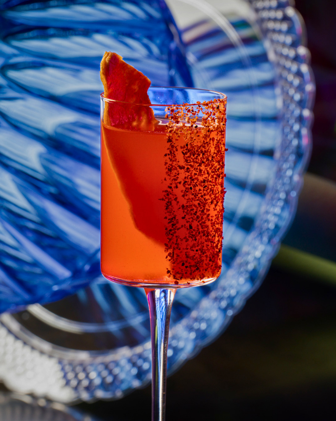 Moy-Go-tini: mango vodka, cuervo trad, gran malo tamarind, chamoy, mango shrub, lime, olive