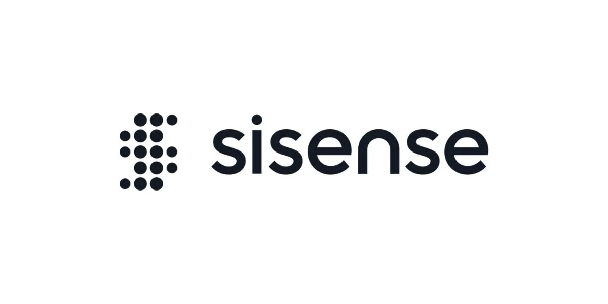 Sisense logo with a stylized dot pattern icon and black text on a white background.
