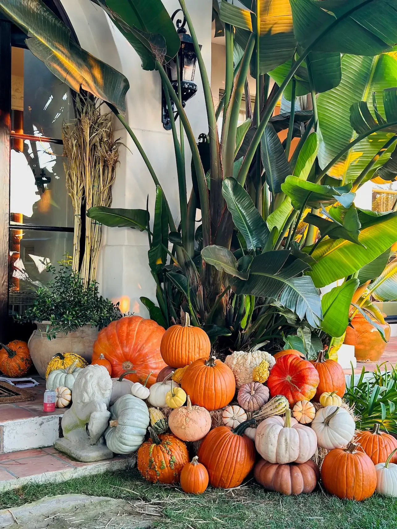 stacked pumpkins in Los Angeles home