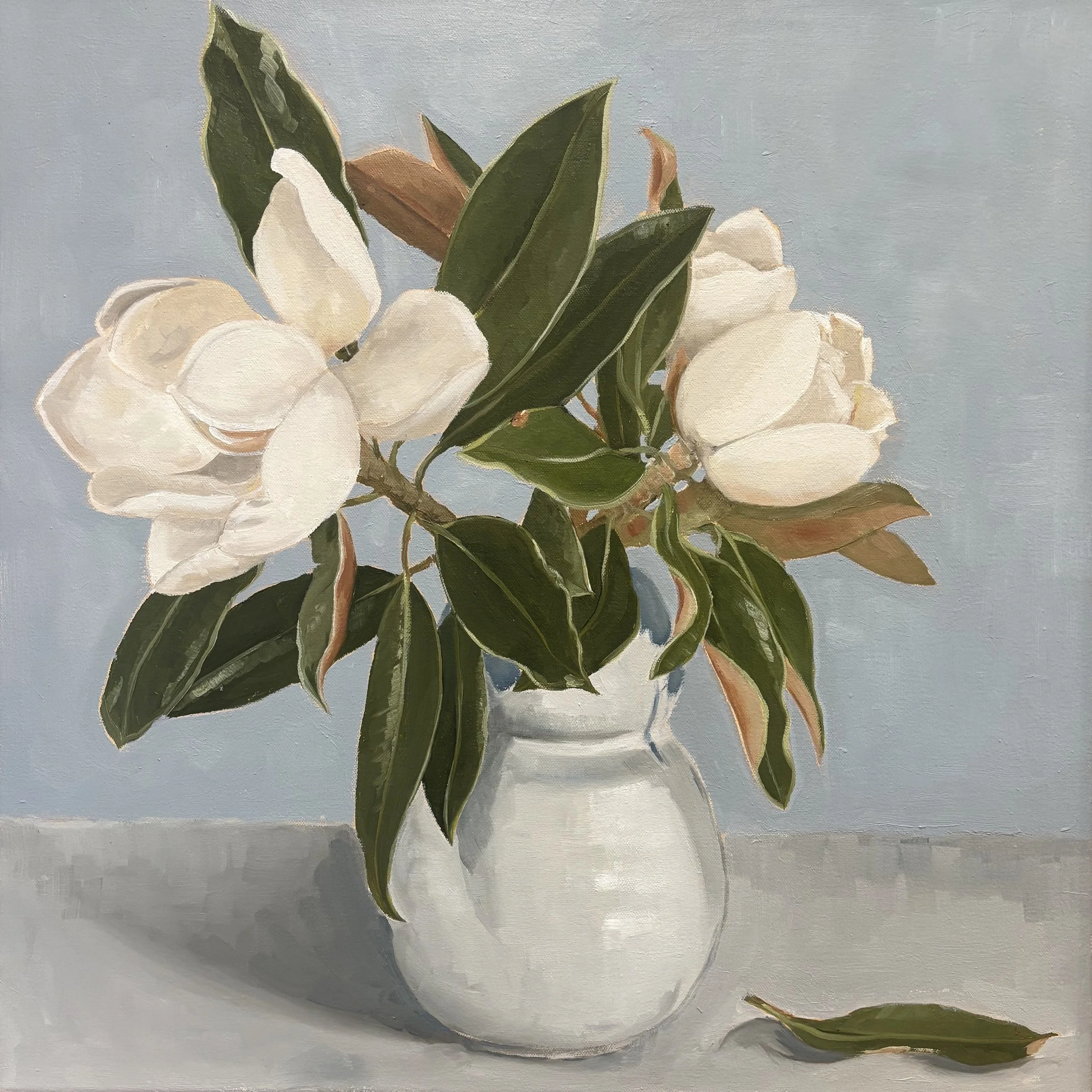 Magnolia, 50 x 50cm Oil on Canvas
Oak frame - Available at The Moree Gallery