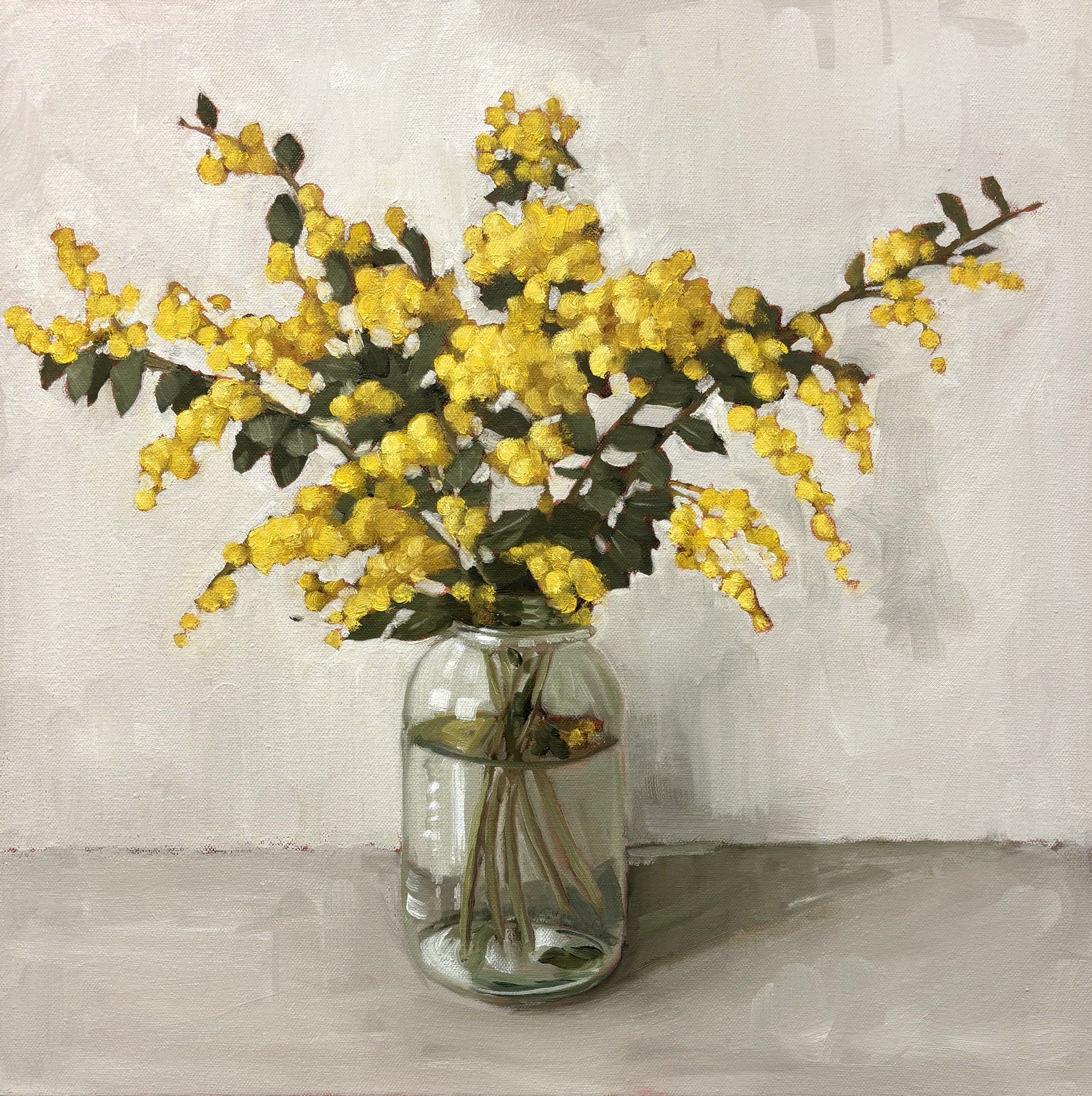 Silver Wattle, 40 x 40cm Oil on Canvas
Oak frame - available at The Moree Gallery