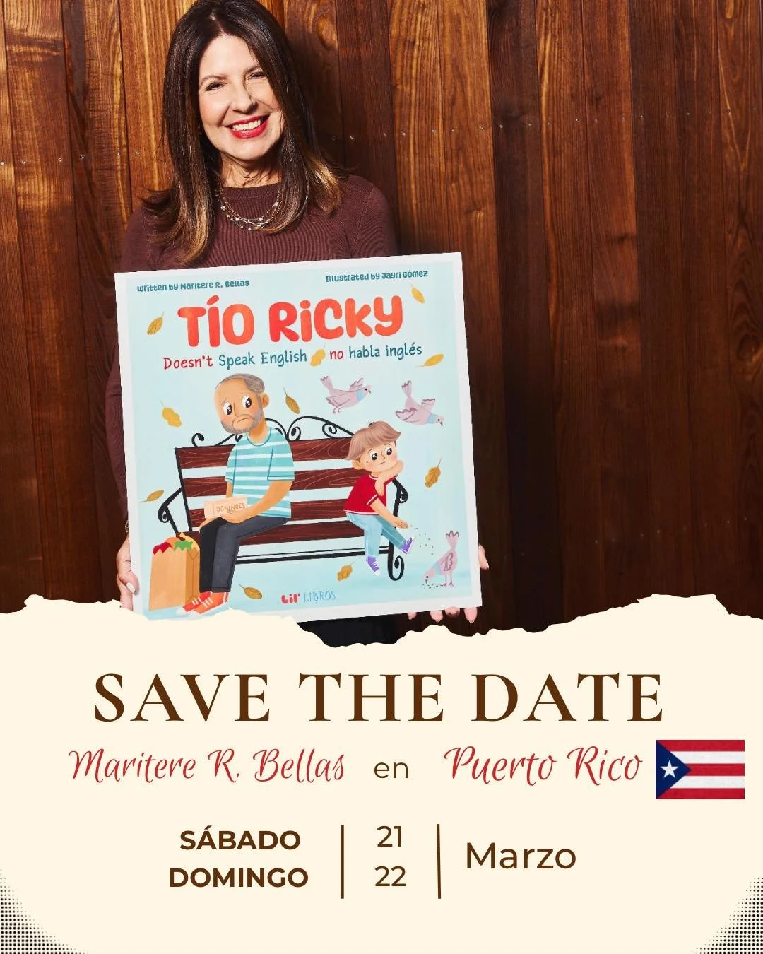 Mi gente en Puerto Rico, T&iacute;o Ricky&rsquo;s book is coming your way!

&iexcl;Feliz de compartirles que vamos a estar en mi querida isla en marzo y temenos pautadas dos presentaciones de mi nuevo libro biling&uuml;e para ni&ntilde;os, T&iacute;o