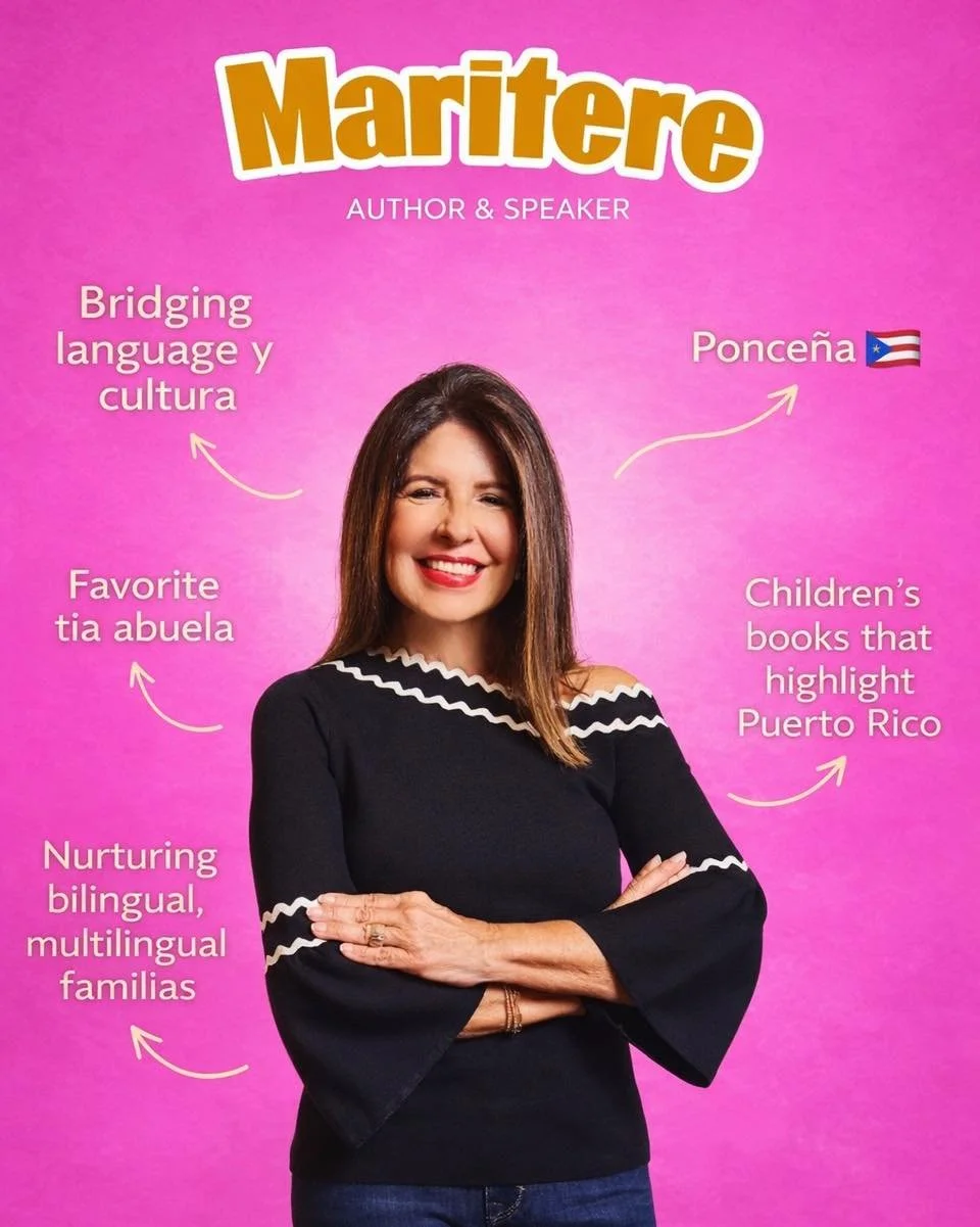 Meet the author &ndash; 
With more than three decades supporting families engaged in a bilingual, multilingual and multicultural lifestyle, Maritere is considered a pioneer advocate of language y cultura. The author of two parenting books, her missio