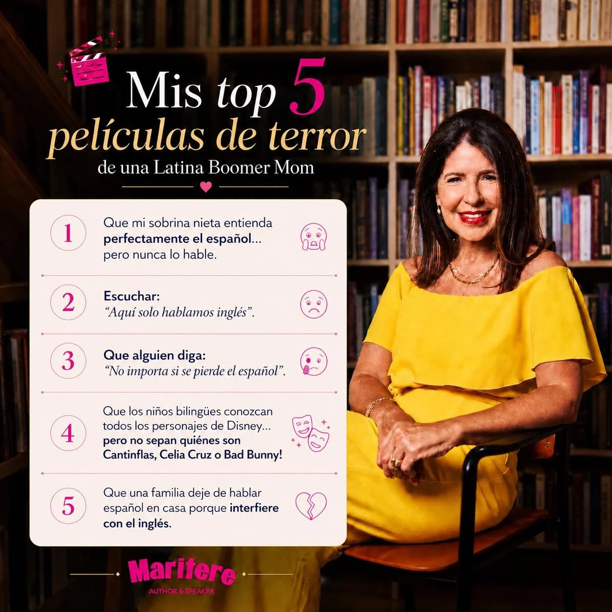 Mi gente, &iexcl;ac&aacute; uni&eacute;ndome al trend!
&iexcl;Porque realmente estas pelis me causar&iacute;an terror!
 
Joining the trend. Because, quite frankly these movies would really scare me!
 
My top 5 horror movies as a Spanish advocate:
 
1