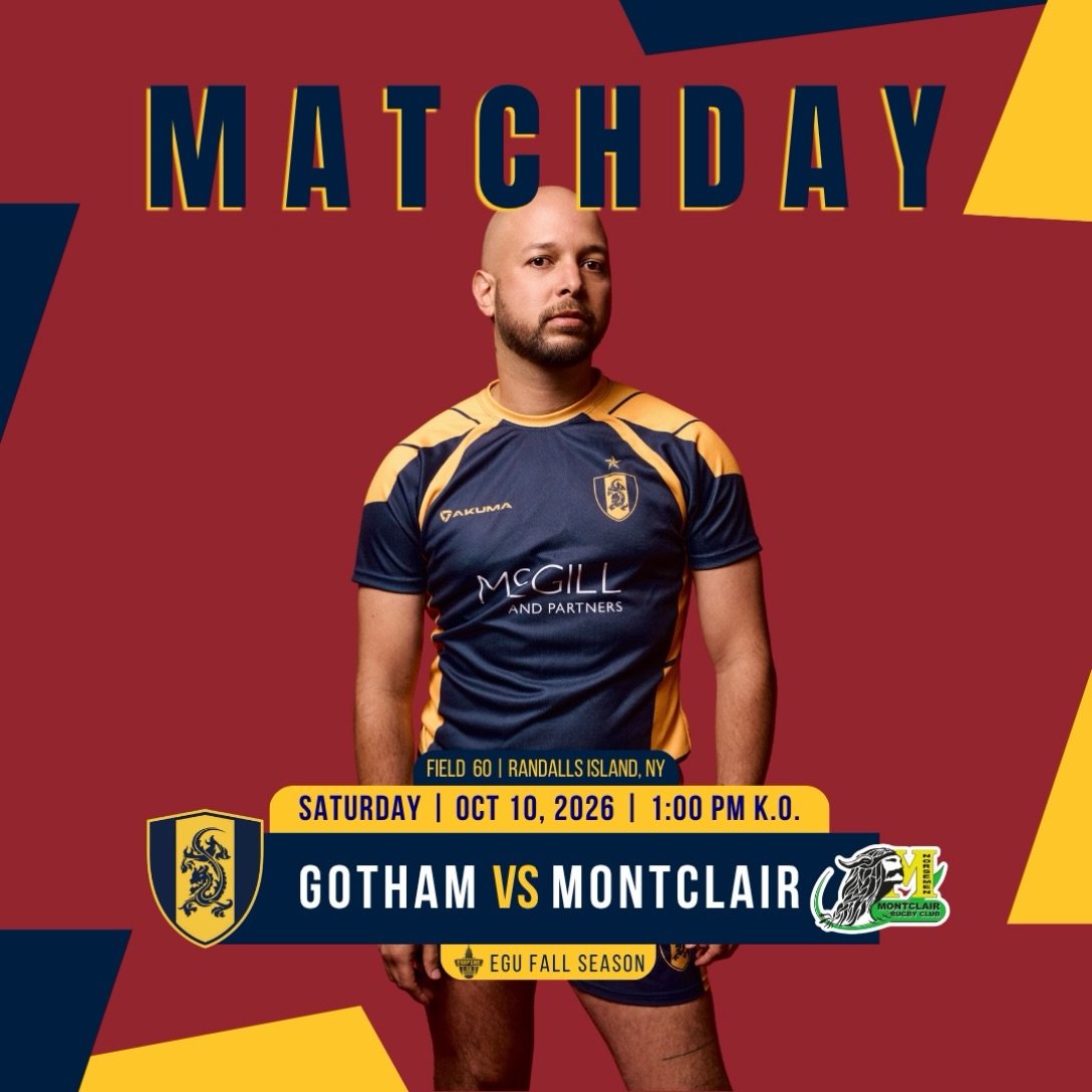 Big match tomorrow as we face @montclair_rfc for the first time!!

📍Randall&rsquo;s Island - Field 60
 📅 Saturday October 10, 2026
 ⏰ K.O. 1:00 PM

#gothamrugby #inclusiverugby #egu #nyc #igr