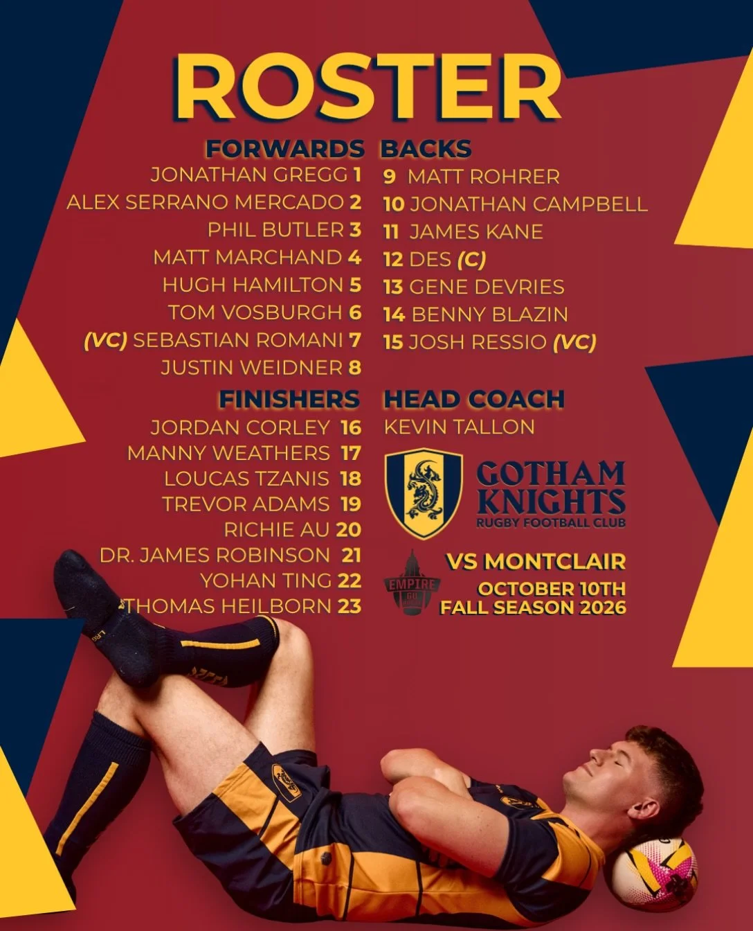 Announcing the Knights taking the pitch today for our match against @montclair_rfc 🏉 

#gothamrugby #inclusiverugby #egu #nyc #igr