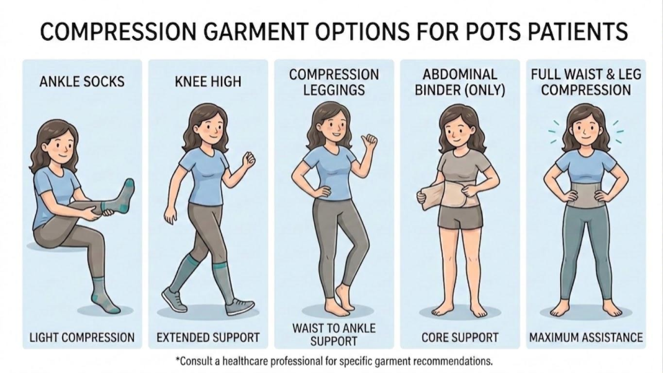 Compression garment options for POTS patients