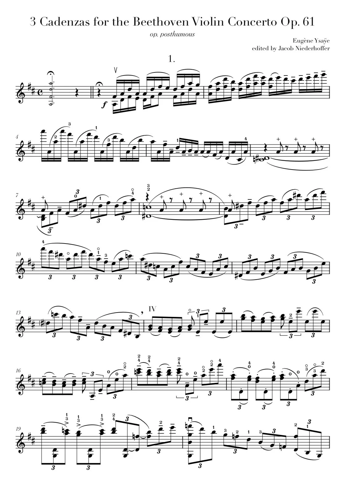 Sheet music for Beethoven Violin Concerto Op. 61.