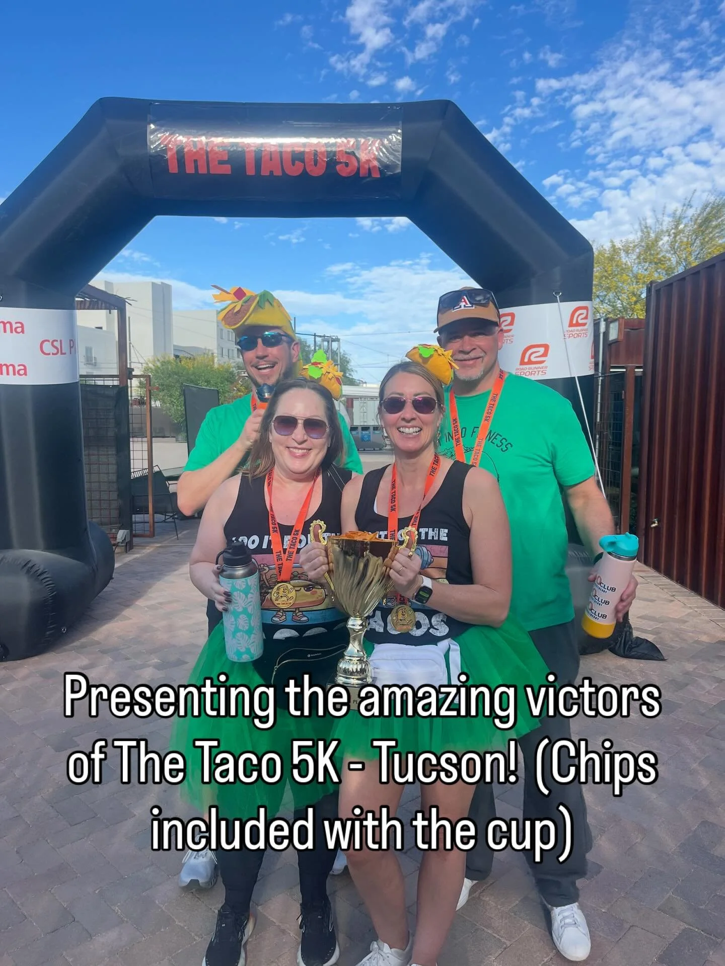 It was quite an honor and a privilege to award these two trophies to such deserving winners!  Congratulations to the victors of The very first Taco 5K in Tucson!  #thetaco5k #worldsslowest5k  #talkowalko #thetaco5ktucson