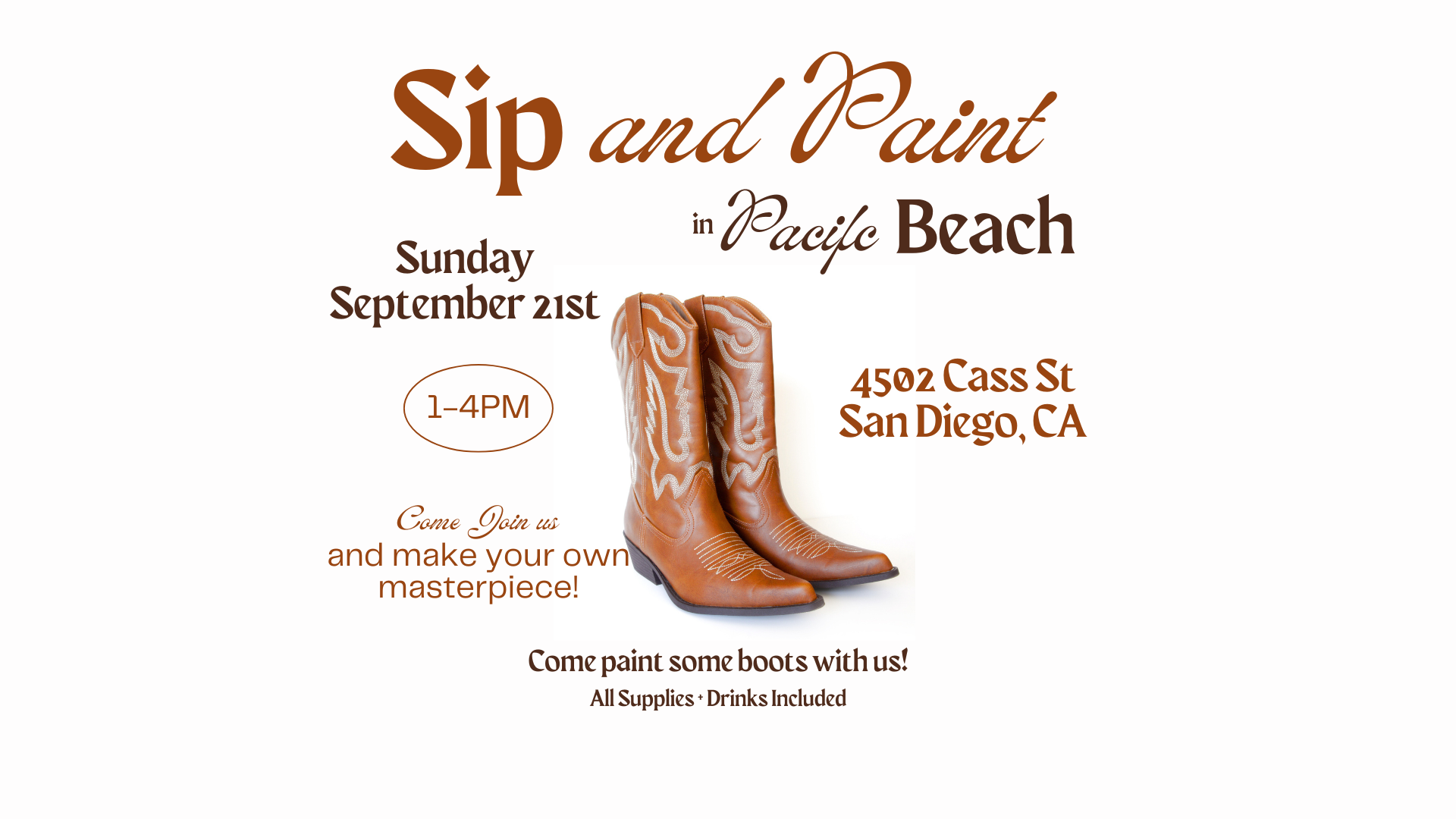 Cowboy Boots Paint and Sip