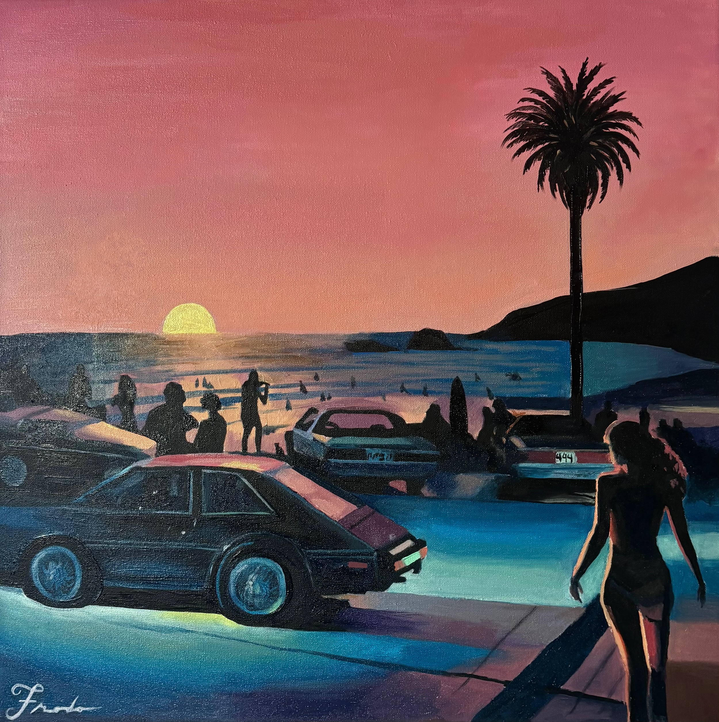 In the Fast Lane, 2025. Oil on Canvas. 24 x 24in