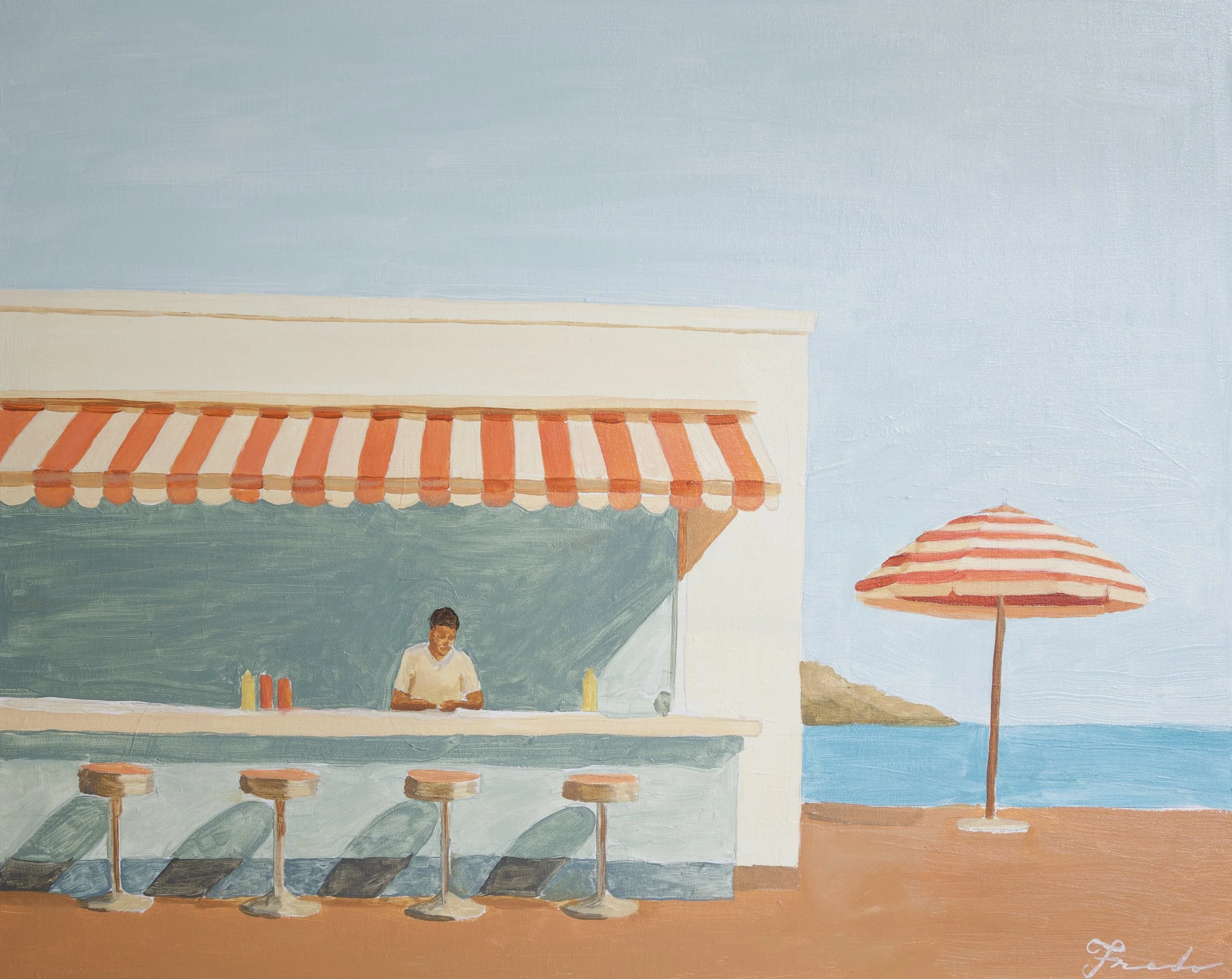 Beach Diner, 2026. Oil on Canvas - 24x30in 