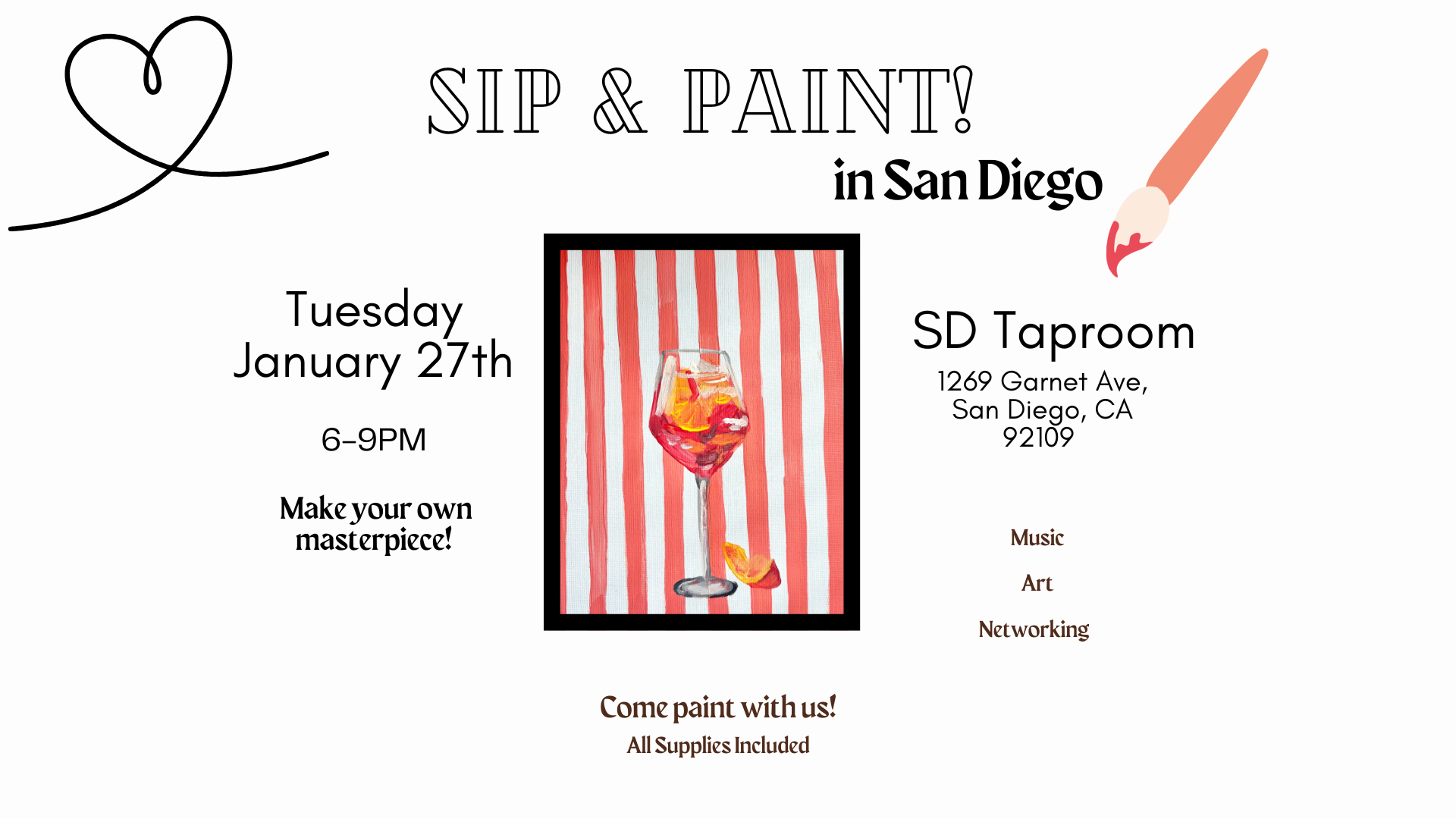 Aperol Spritz Paint and Sip Workshop in San Diego