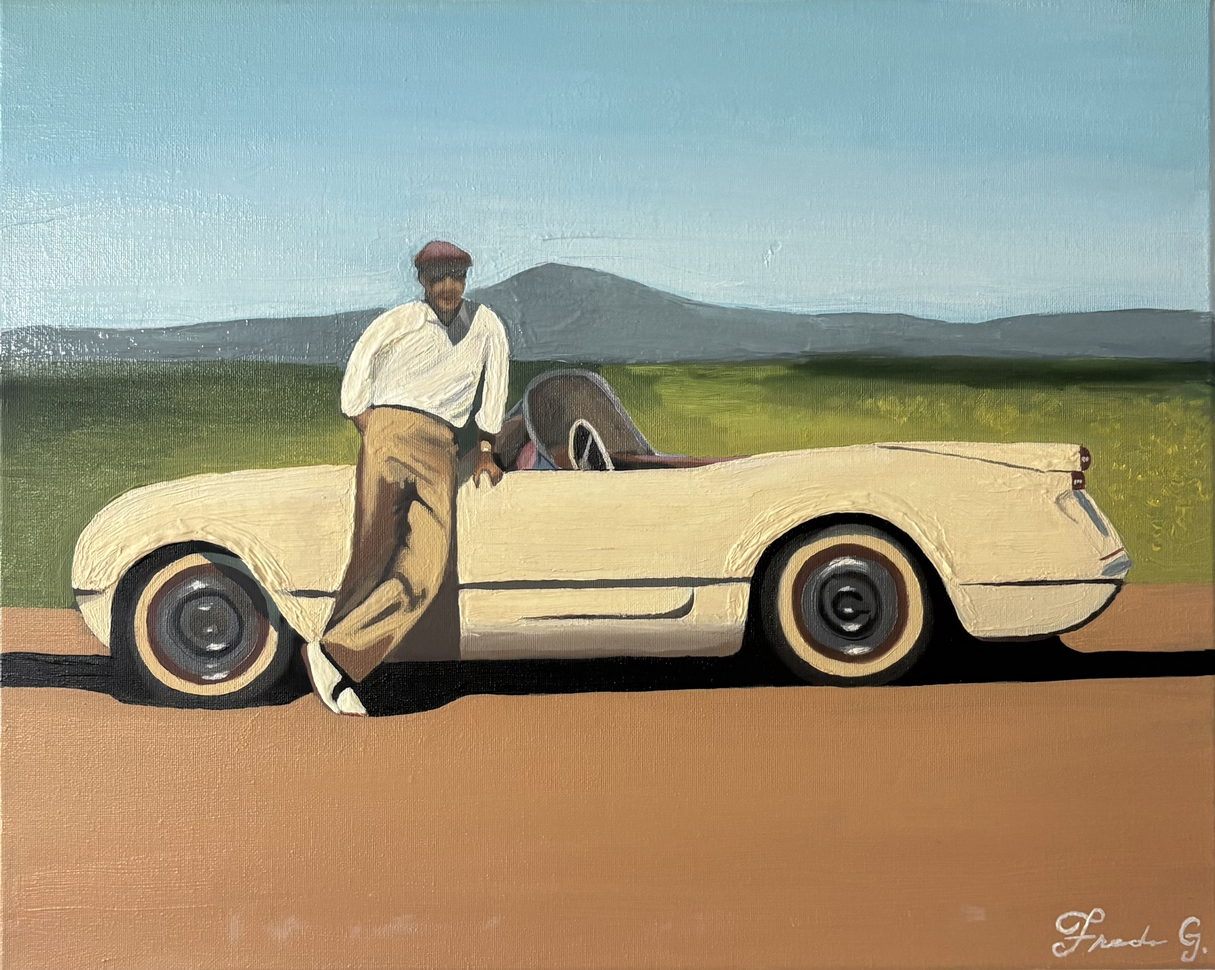 At the Racetracks, 2025. Oil on canvas - 16 x 20in