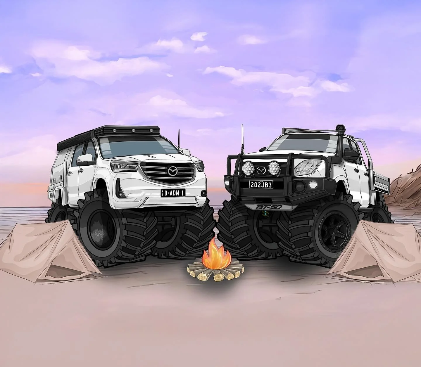 Just a couple good lookin rigs! 🤍🤍