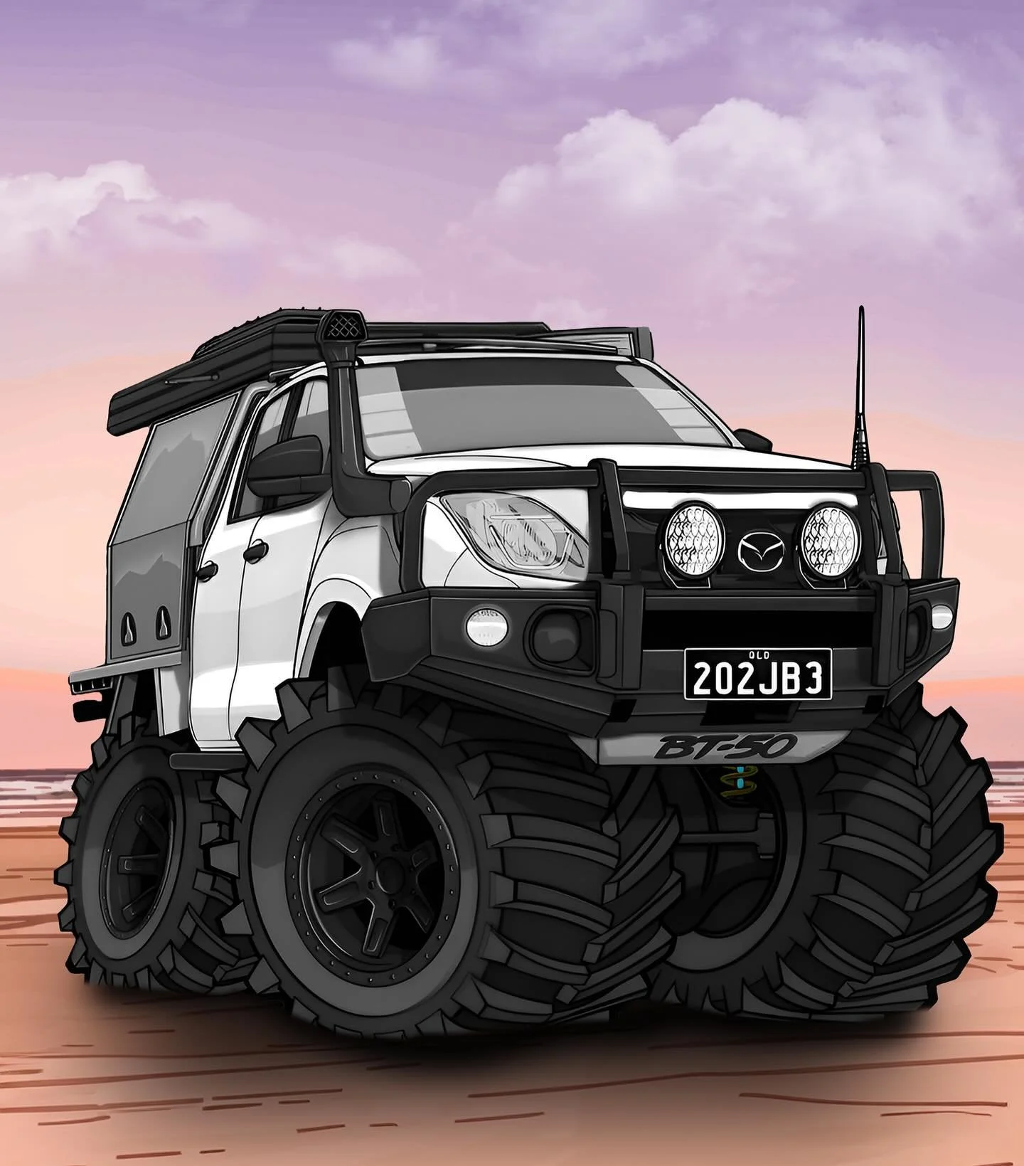 This chunky lil BT-50 is ready to hit the sand and steal hearts 💕✨
Designed by yours truly at Kumo Kustoms, where tough meets adorable 🛠️🎨

You can snag your own custom design &mdash; plus matchy stickers, stubby coolers, air fresheners &amp; more