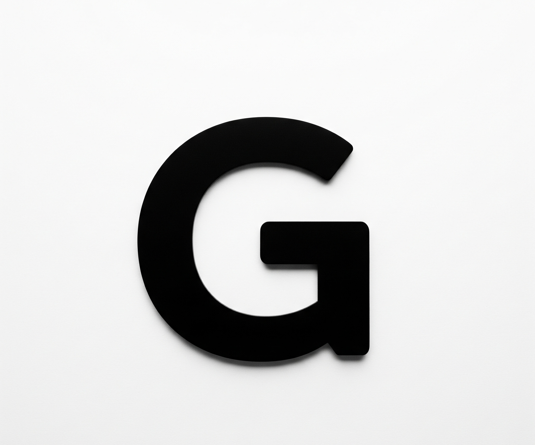Black letter 'G' on white background