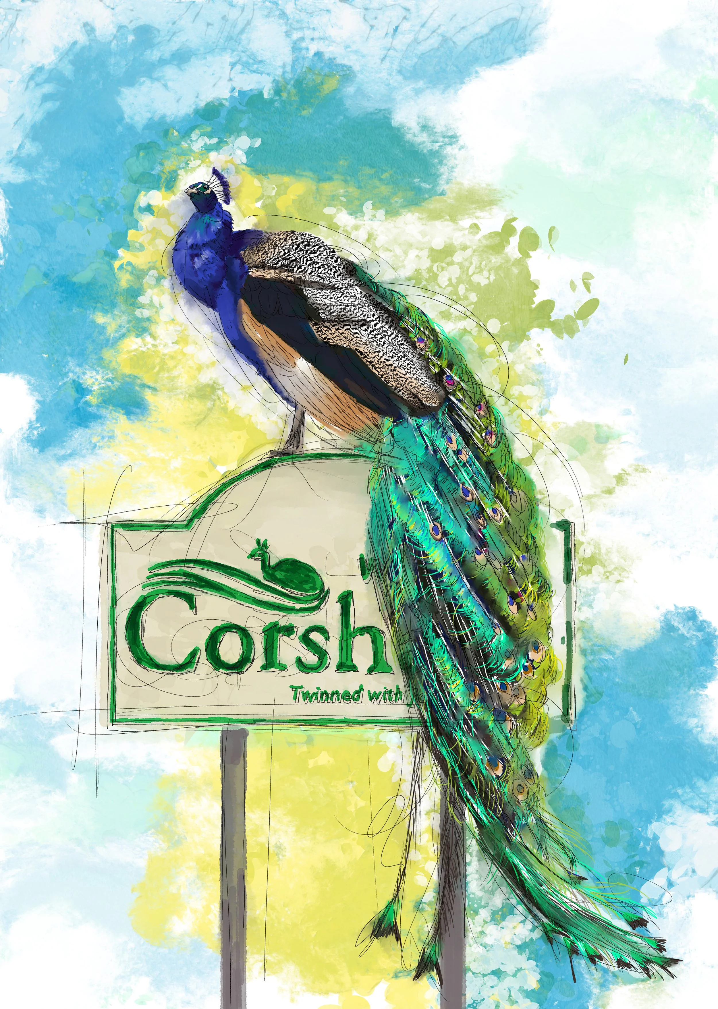 Corsham, Wiltshire - Illustrated Postcards and Art Prints