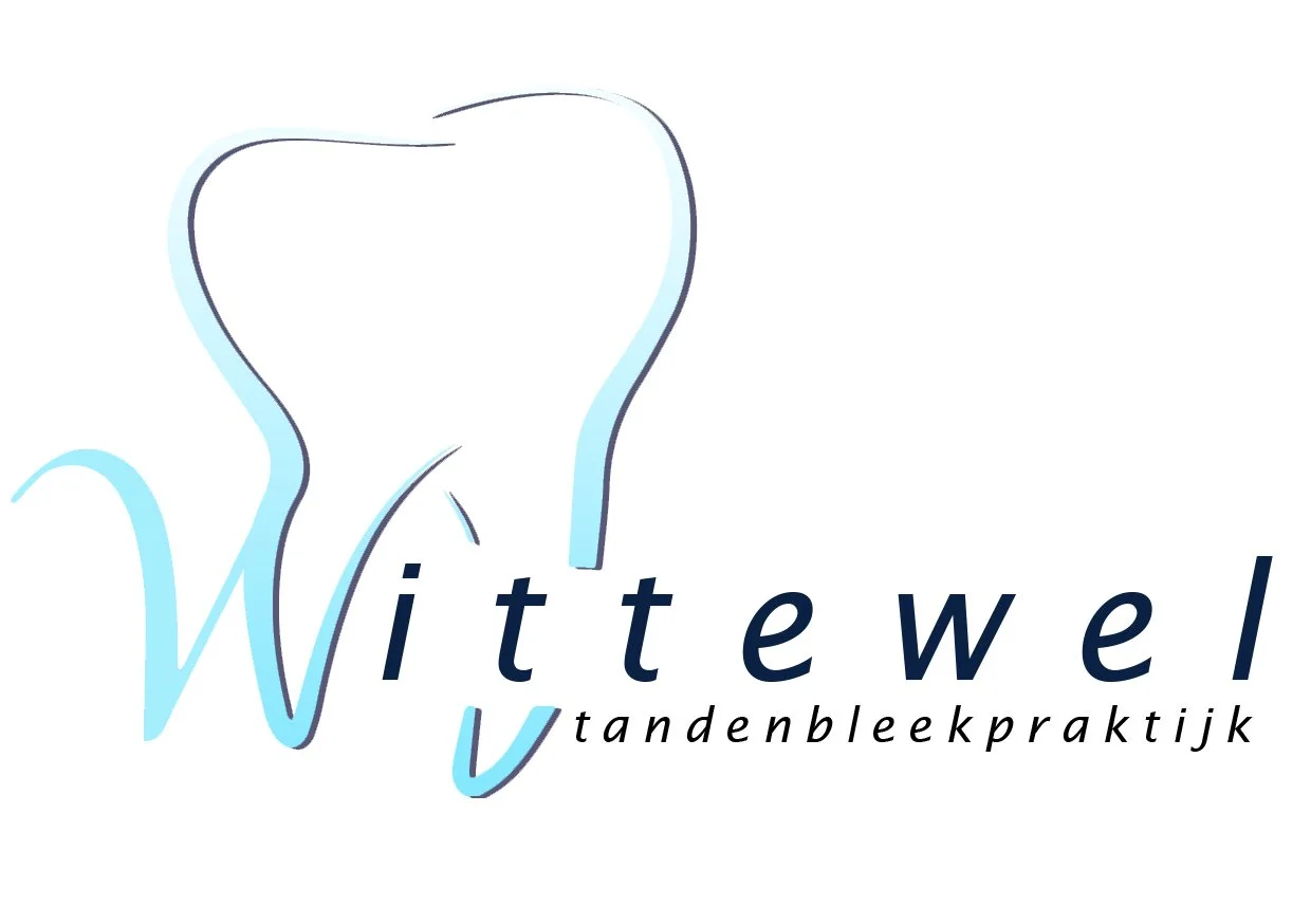Logo van de tandartspraktijk 'Wittew' met een grote witte tand en de tekst 'Wittew tandartsenpraktijk'.