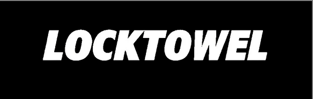 De tekst 'LOCKTOWEL' in witte letters op een zwarte achtergrond.