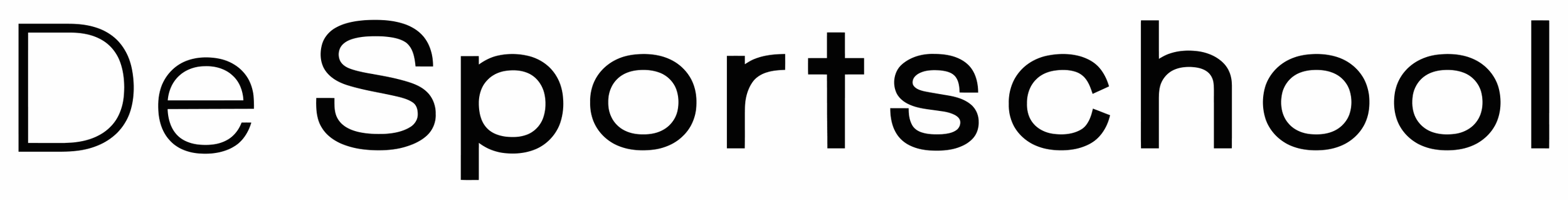 Tekst in zwart dat zegt "De Sportschool" op een witte achtergrond.