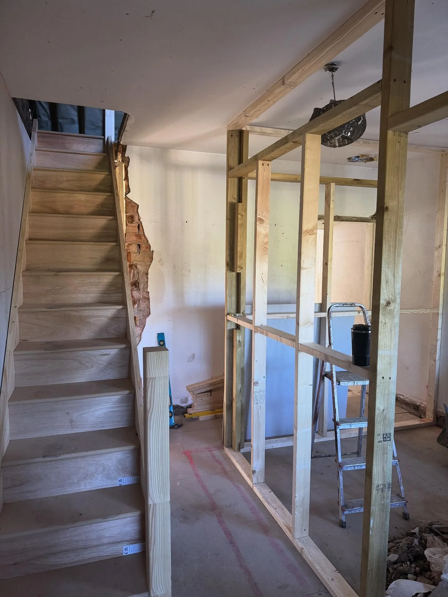 *Property Refurbishment* update….New stairs to new loft room installed as well as new room separation - to provide corridor to the new staircase.  The new bedroom will still be 9ft x 6.5ft, so ample room for an office/single bedroom.
Next up&
