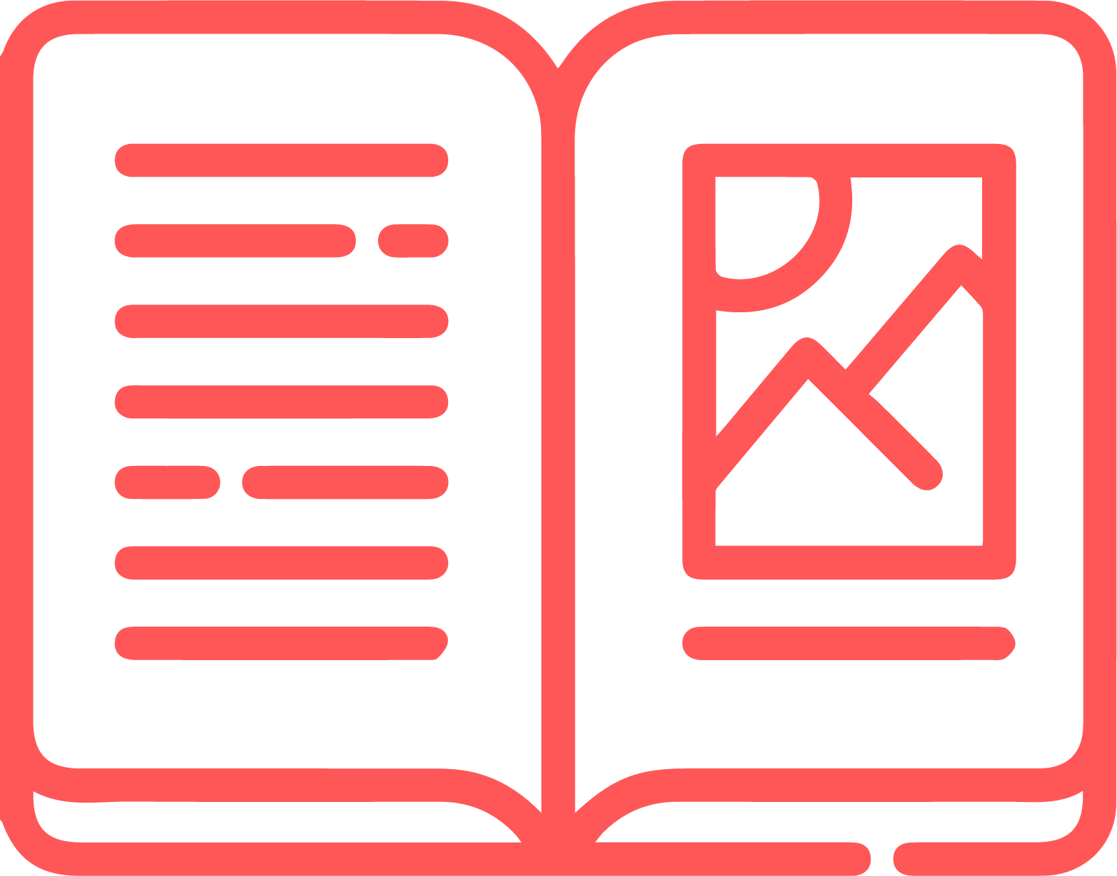 Piirroskuva, jossa avonainen kirja tekstillä ja kuvalla.