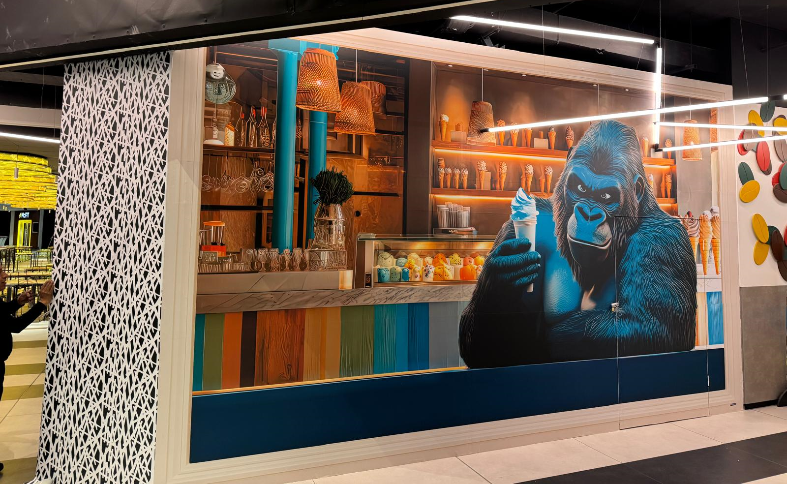 3D Gorilla Ice Cream Cone Storefront Window Vinyl Film