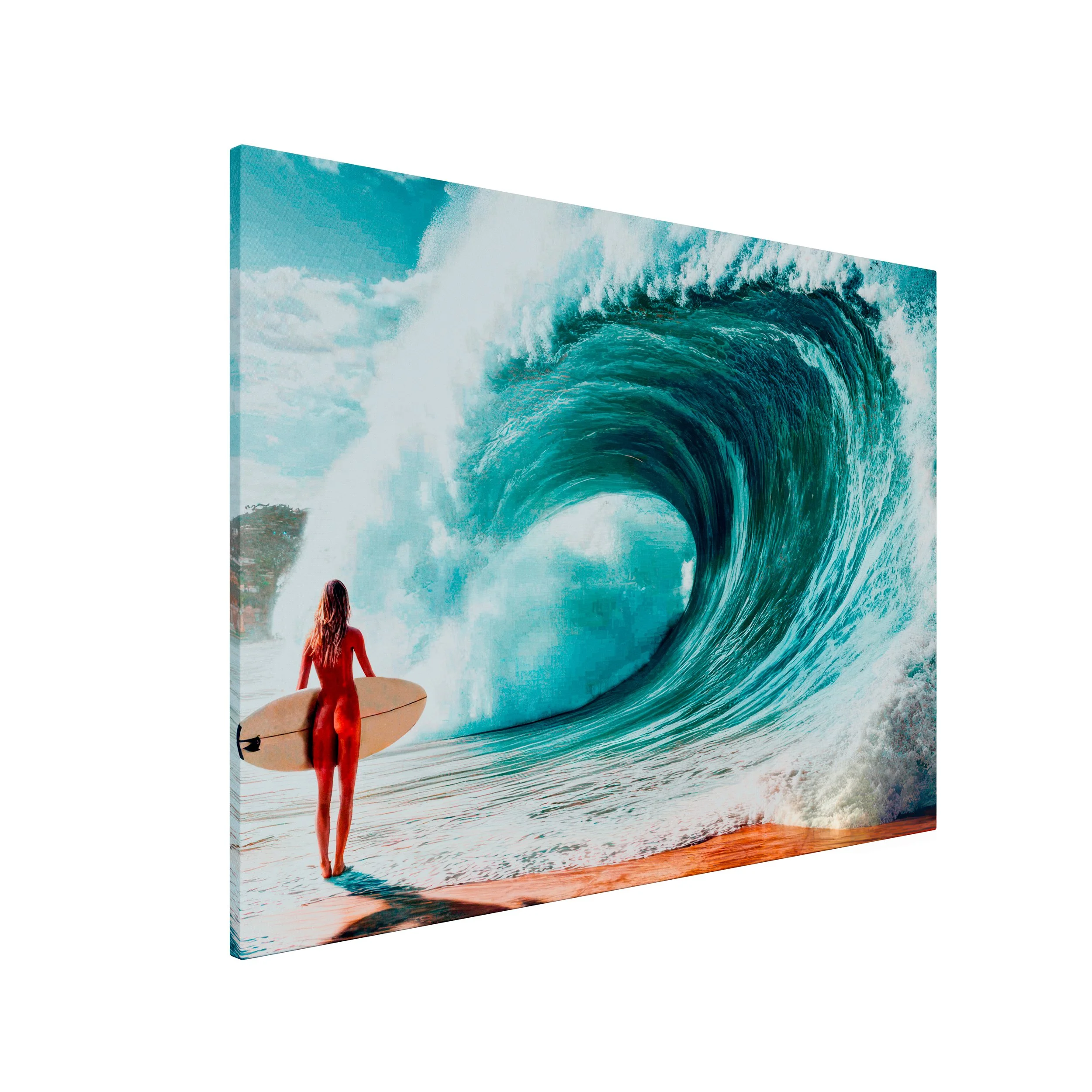 Surf Wave 3D Wall Decor Canvas Wall Art with Girl