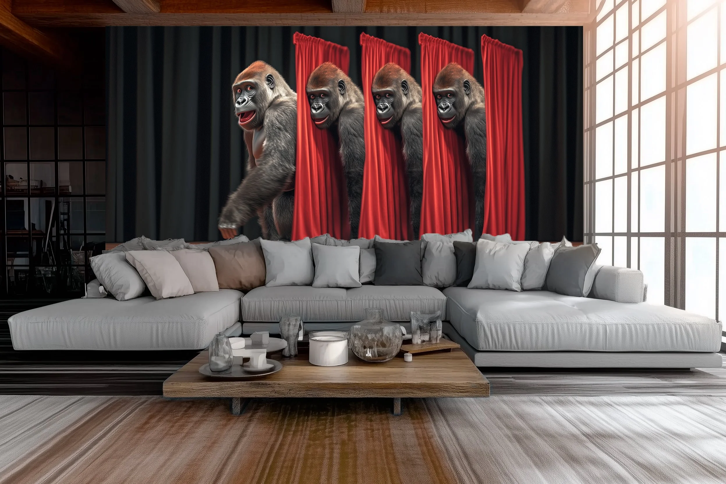 Cool Gorilla Wallpaper – Hyper-Realistic Peel & Stick Mural - Cover  161 sq/ft (23,250 m2) & 226 sq/ft (32,500 m2)