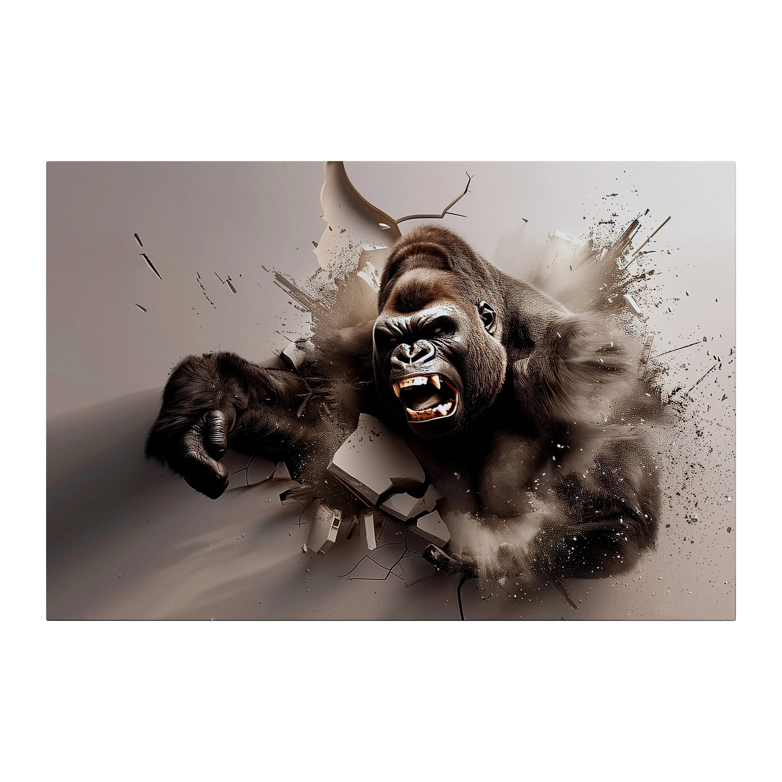 Gorilla Wall Art Canvas for Living Room Decor - Cinematic 3D Wall Art Gorilla Design