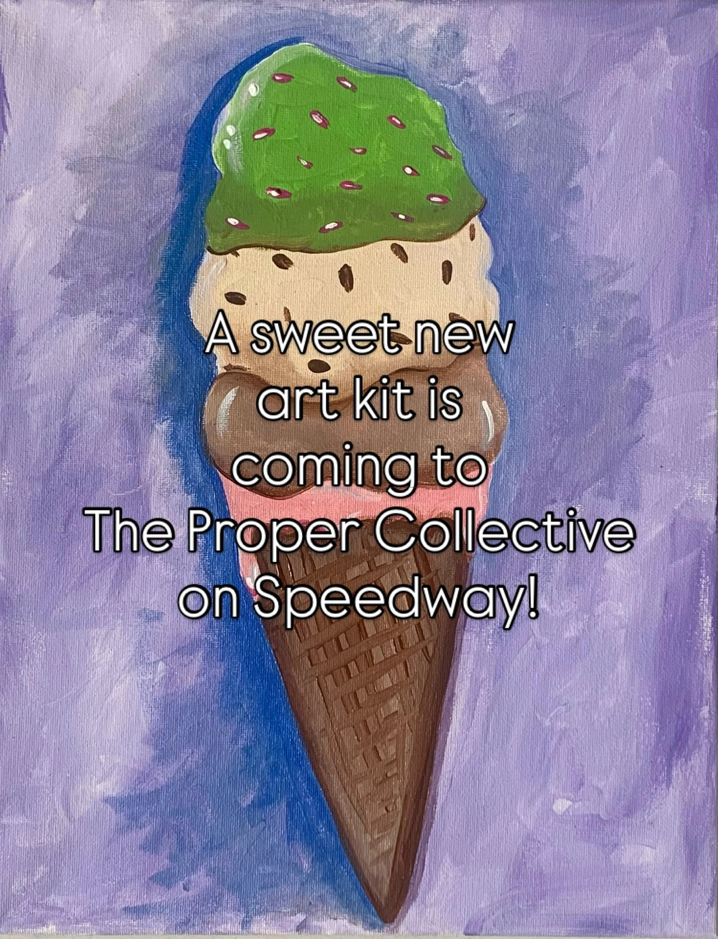 These Ice Cream Cone art kits by Tegan Moss James of TJ&rsquo;s Paint Parties will be available at The Proper Collective on Speedway in Tucson soon! 

Art kits include all the painting supplies you need! Paints, brushes, paint plate and paper towels,