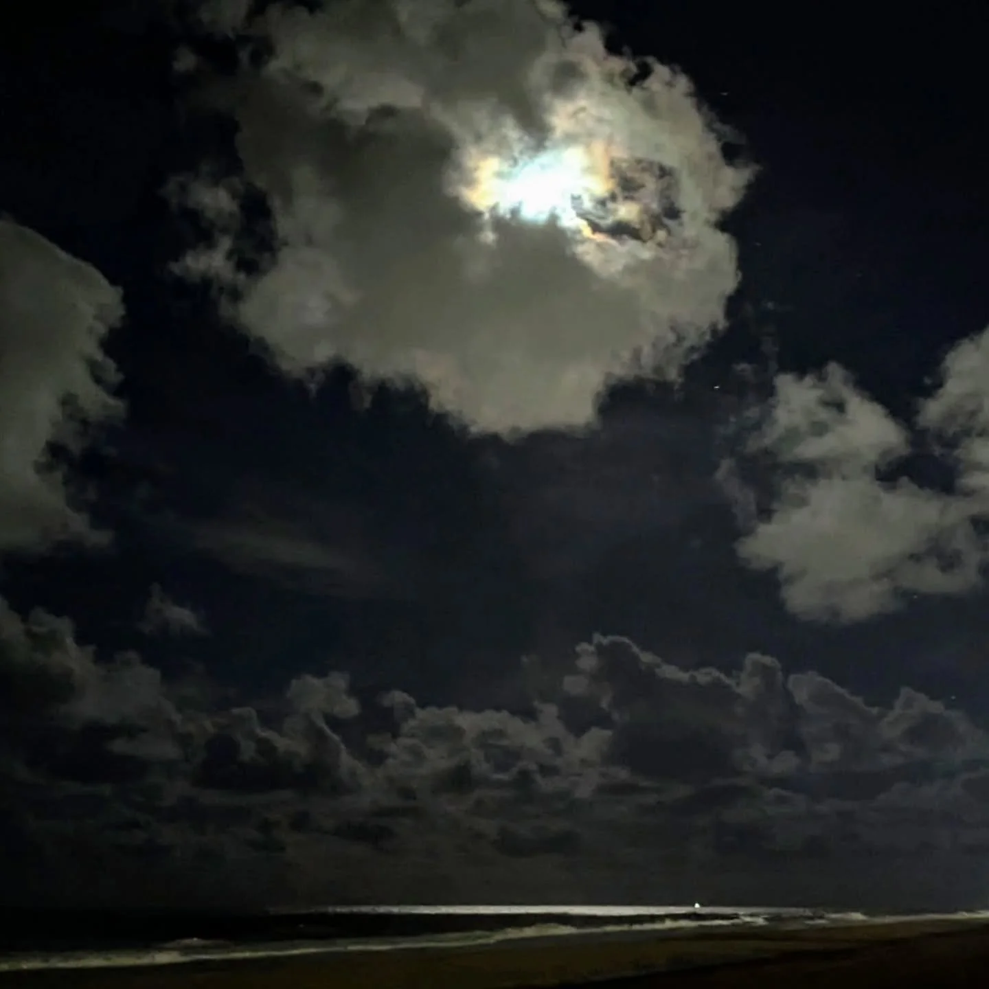 Moonlight and moonbow over the Atlantic.