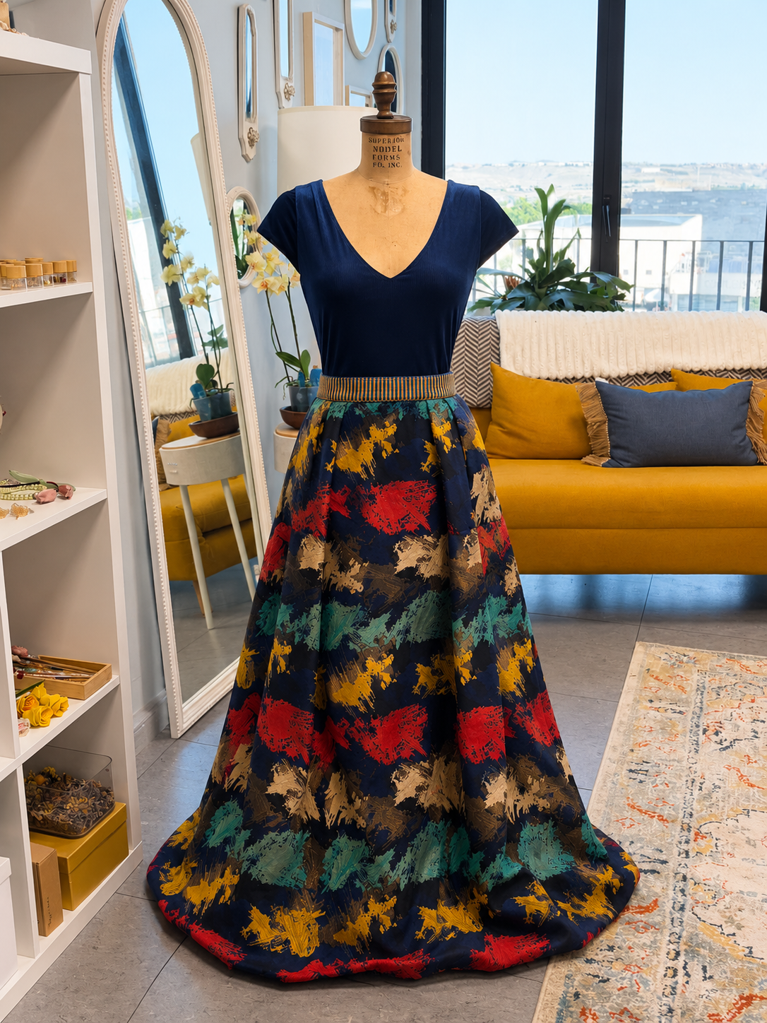Vestido largo estampado de fiesta-T44