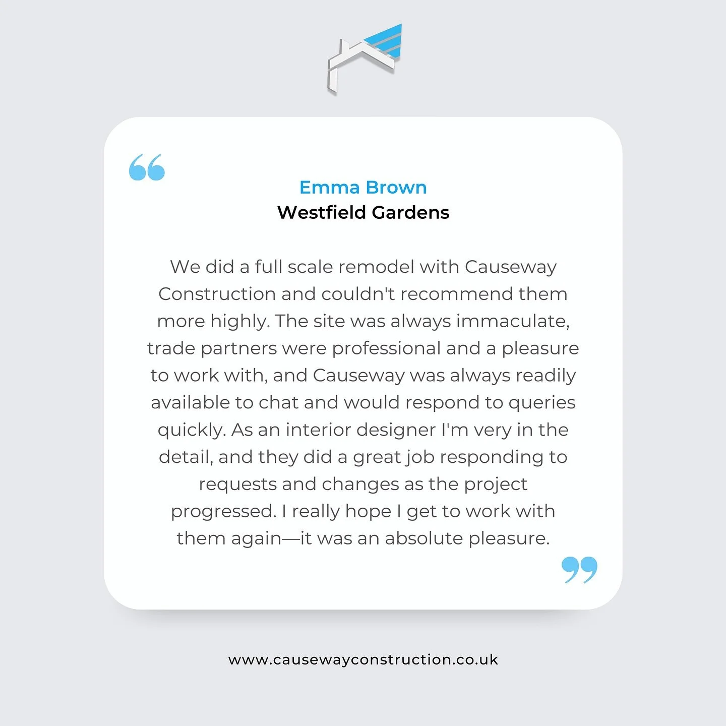 💬 Client Review &ndash; Westfield Gardens 💬
We&rsquo;re so thankful to Emma for her kind words about working with us on her full remodel at Westfield Gardens. It was a pleasure collaborating and ensuring every detail was delivered to the highest st