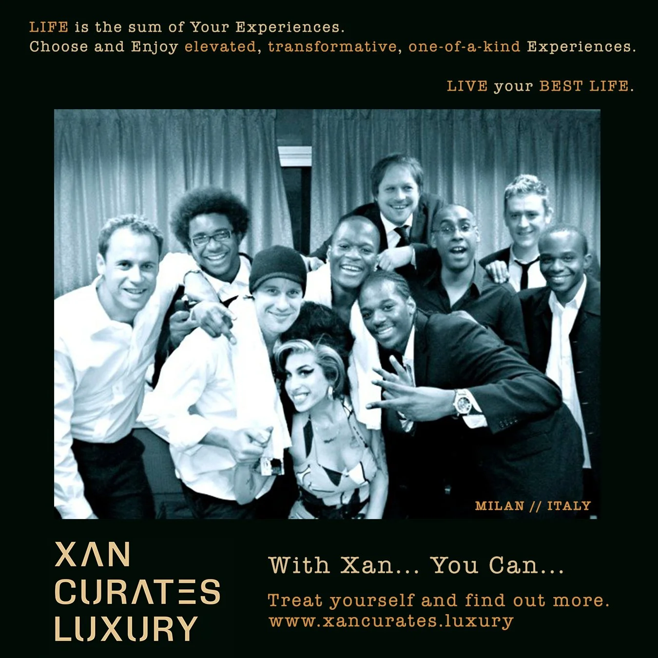 Xan Curates Luxury, One-Of-A-Kind Experience, Amy Winehouse Band, Milan, Italy.