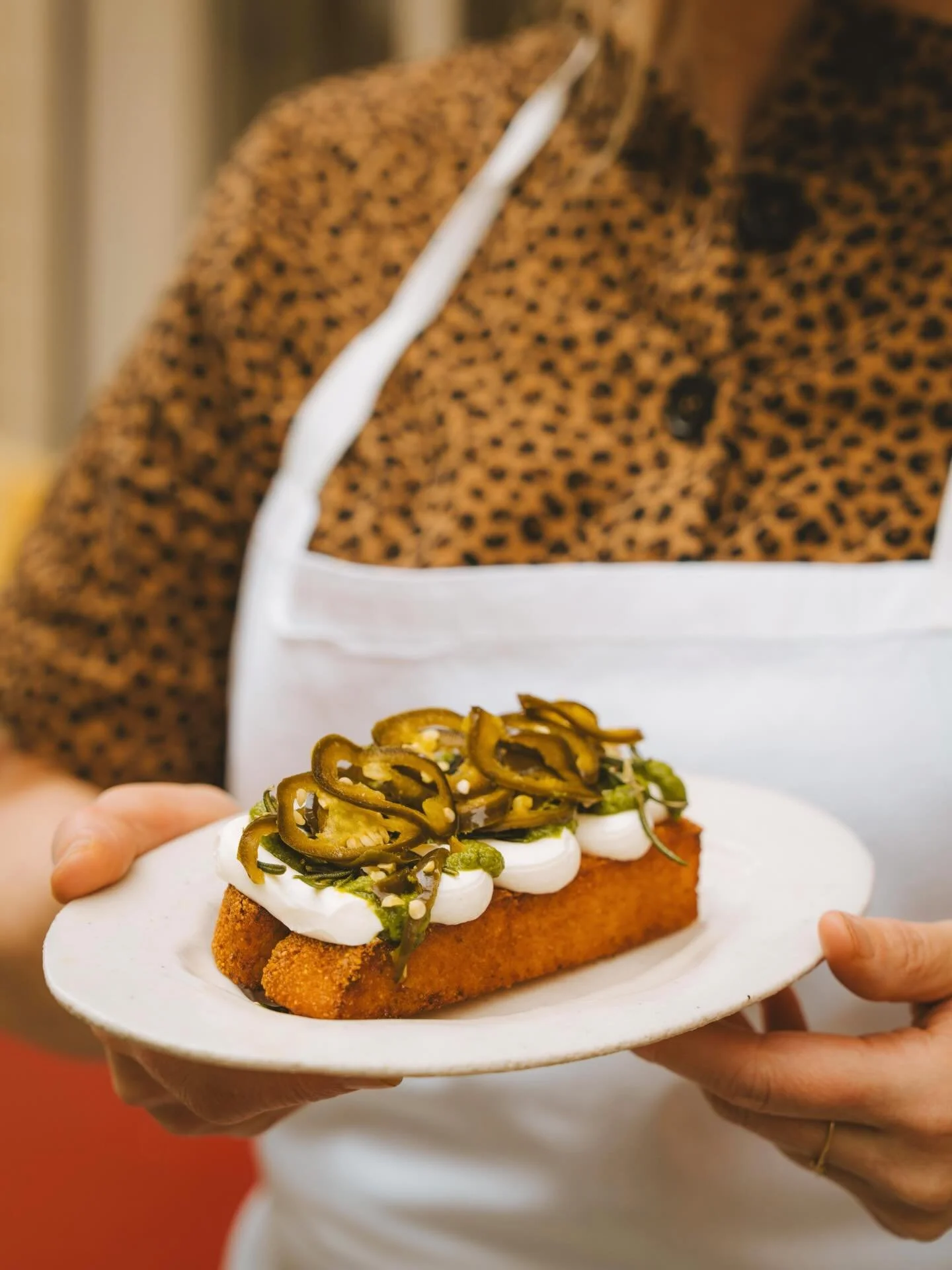 SPRING GREENS frites de polenta, harissa vert, labneh, jalapenos ferment&eacute;s, romarin frit 

@sliceofpai 📸