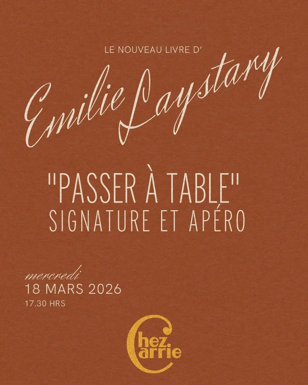 Le 18 mars - signature et ap&eacute;ro avec @laystary 🔥 ! Son nouveau livre, &ldquo;PASSER A TABLE&rdquo; - c&rsquo;est une enqu&ecirc;te journalistique et personnelle sur notre mani&egrave;re de manger aujourd&rsquo;hui. &Eacute;milie s&rsquo;inter