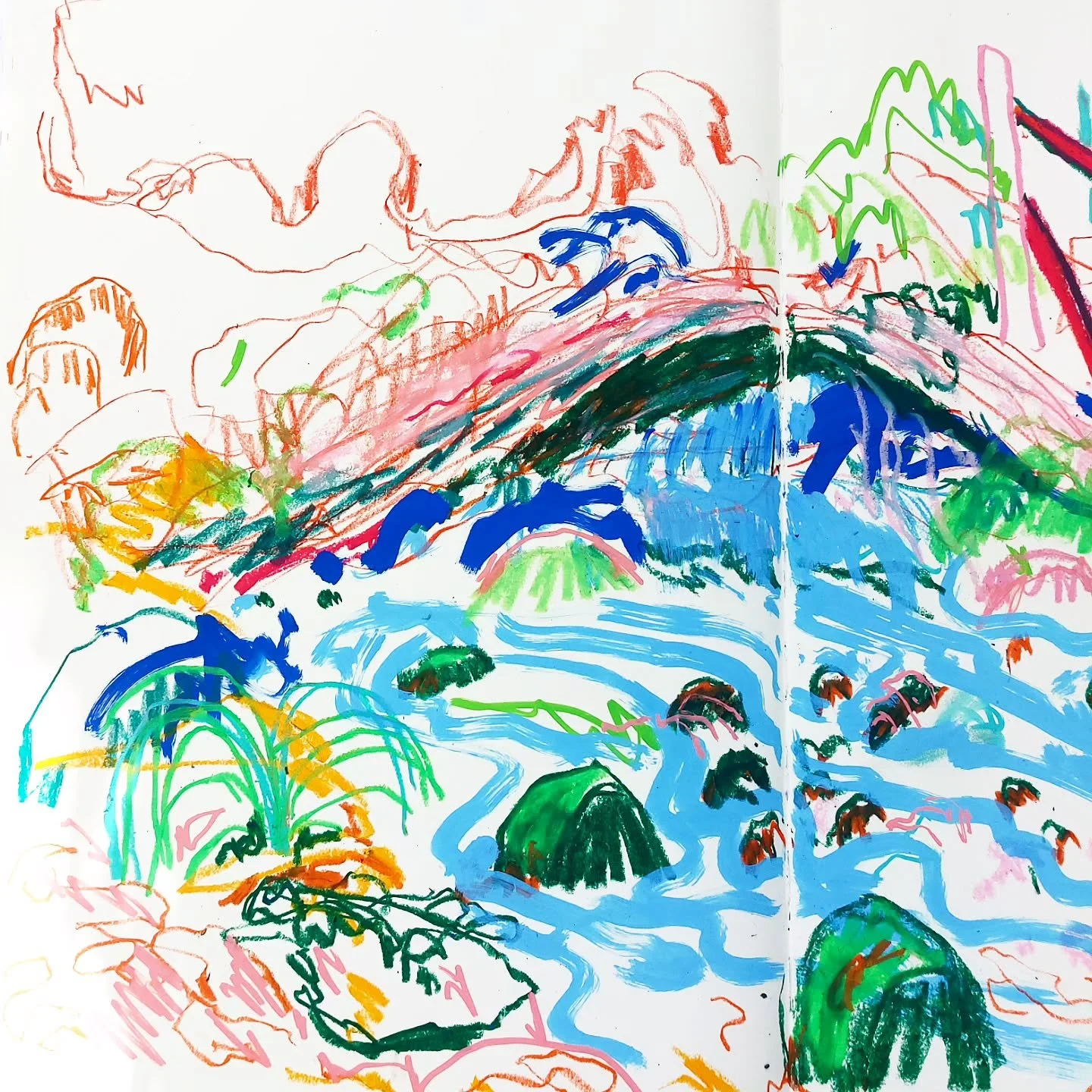 A quick 20 min sketch of a water fall under a fallen tree that caught my eye. 

Lovely watching and painting the light and movement of the water. 🥰😌. 

 @urbansketcherspenryn

The photos are actually not the same spot but of a man made bridge that 