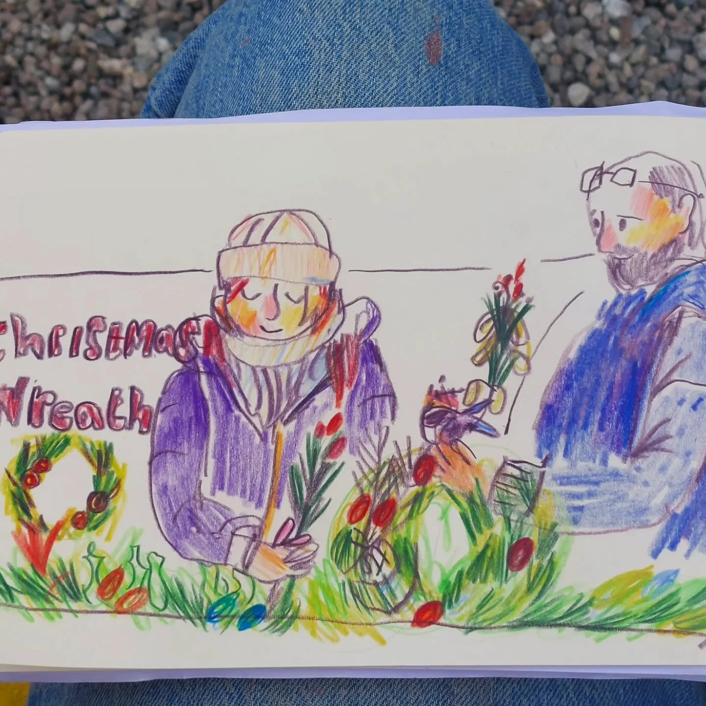 Drawing shoppers at the Jubilee Wharf Christmas market with @urbansketcherspenryn⛄️🎄❤️.

#leahbooteillustration