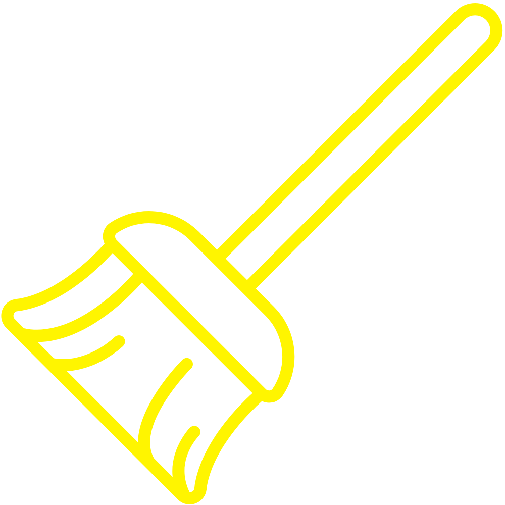 Yellow outline of a plunger against a black background.