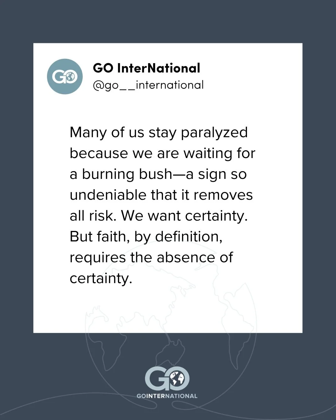 Certainty is a safety net we were never meant to have. 

If God gave us the whole map, we&rsquo;d trust the plan instead of the Planner.

Real obedience happens in the "gray space" where your logic ends and your trust begins. And real peace